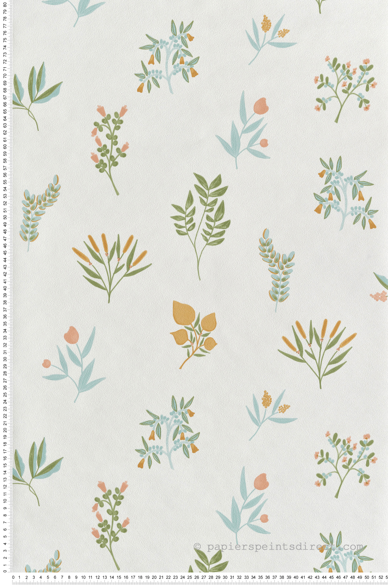 Papier peint Vintage Bouquet Luck curry bleu vert - Green Life 2 de Casélio | Réf. GNL2105370251