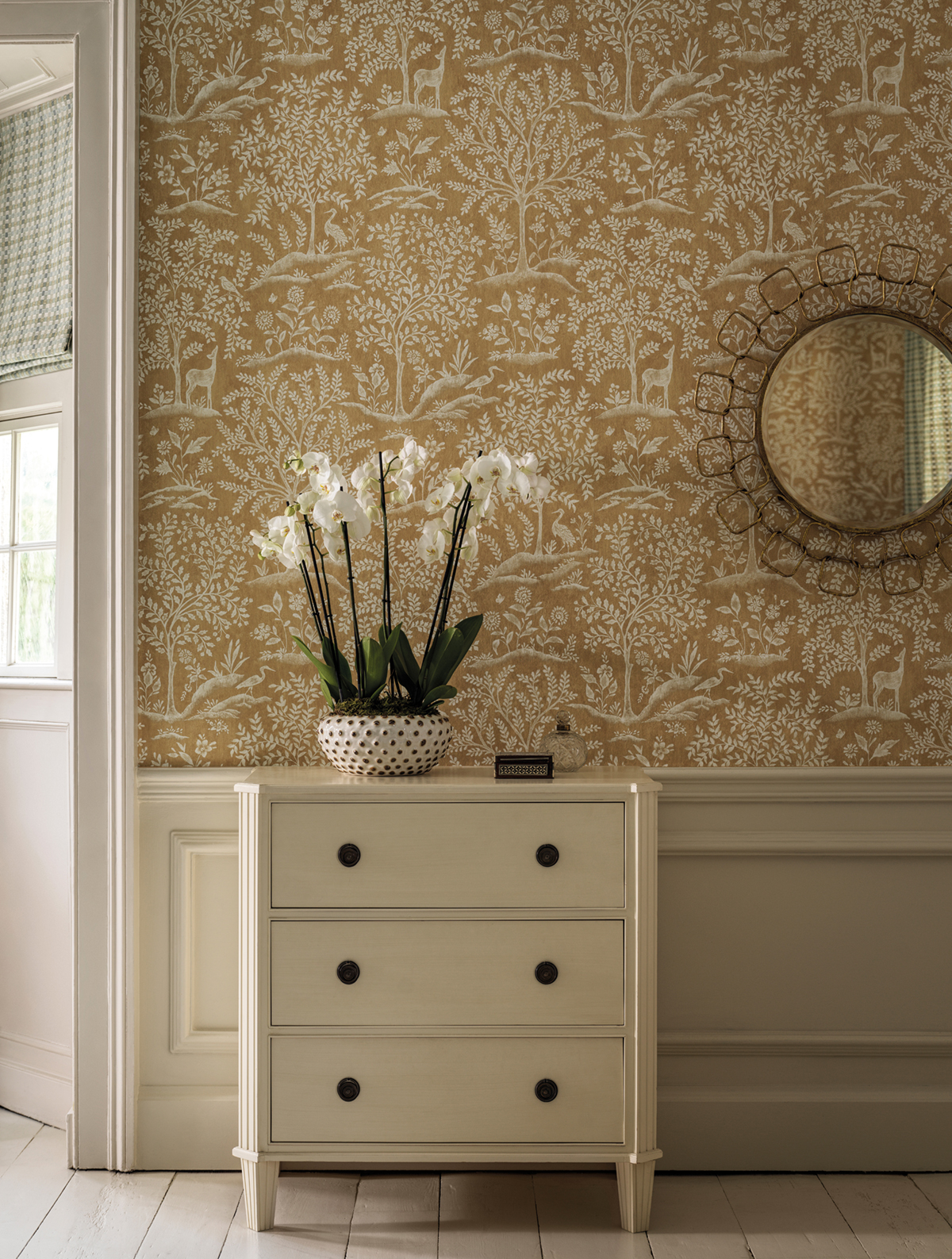 Papier peint Forêt Animaux jaune - Signature de Nina Campbell | Réf. OSB-NCW4490-01