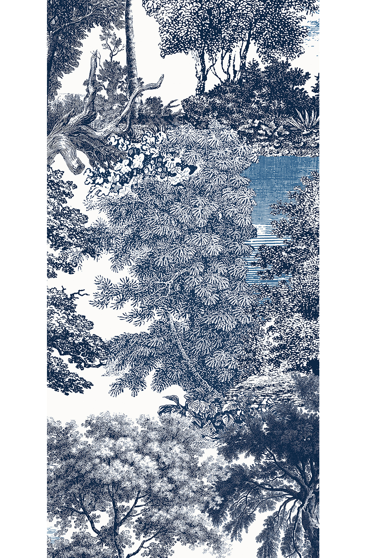 Papier peint panoramique Toile de Jouy Salcey bleu - D H260 - Amazone de Masureel | Réf. MAS-DGSAL1024-260