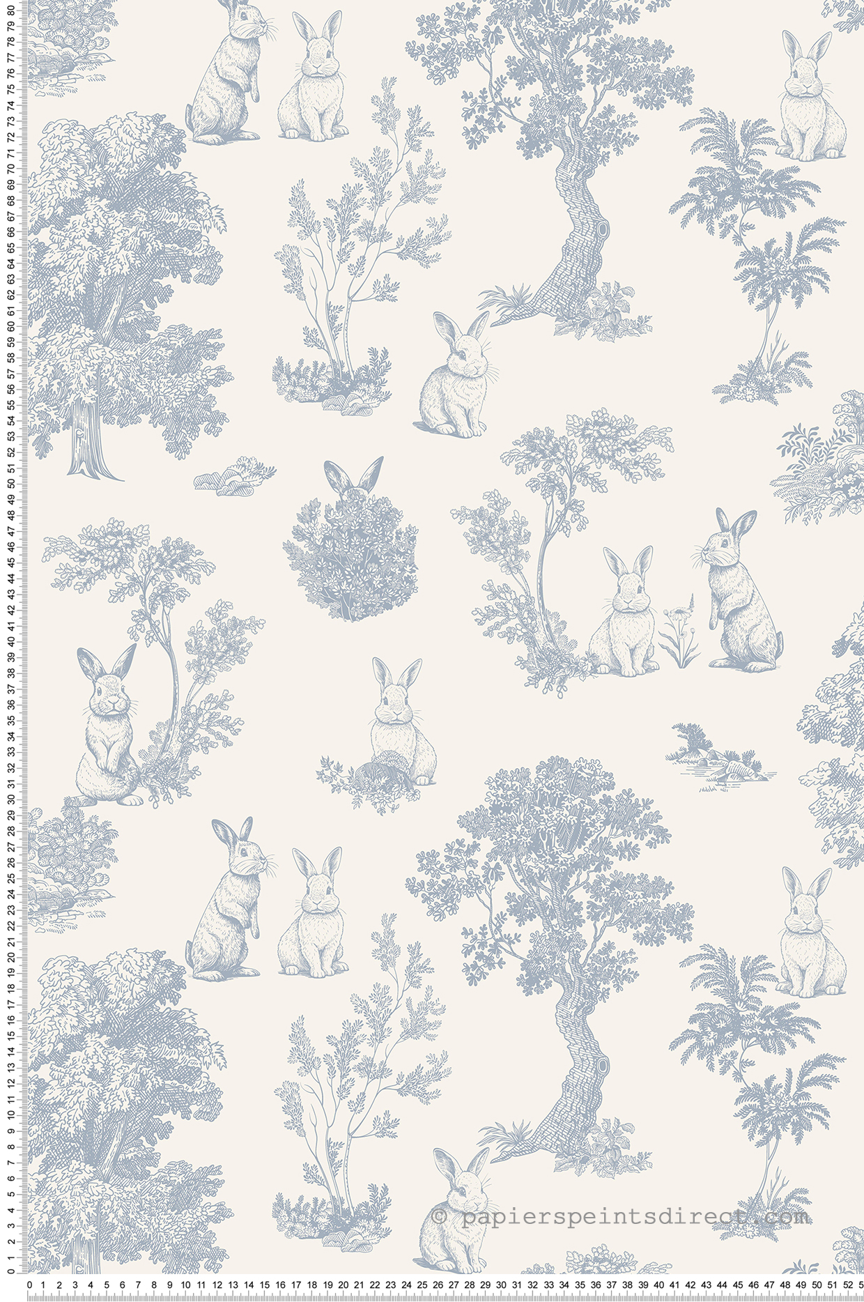 Papier peint Enfant Toile de Jouy Lapin bleu - Sweet Dreams d'Ugépa | Réf. UGP-N07101