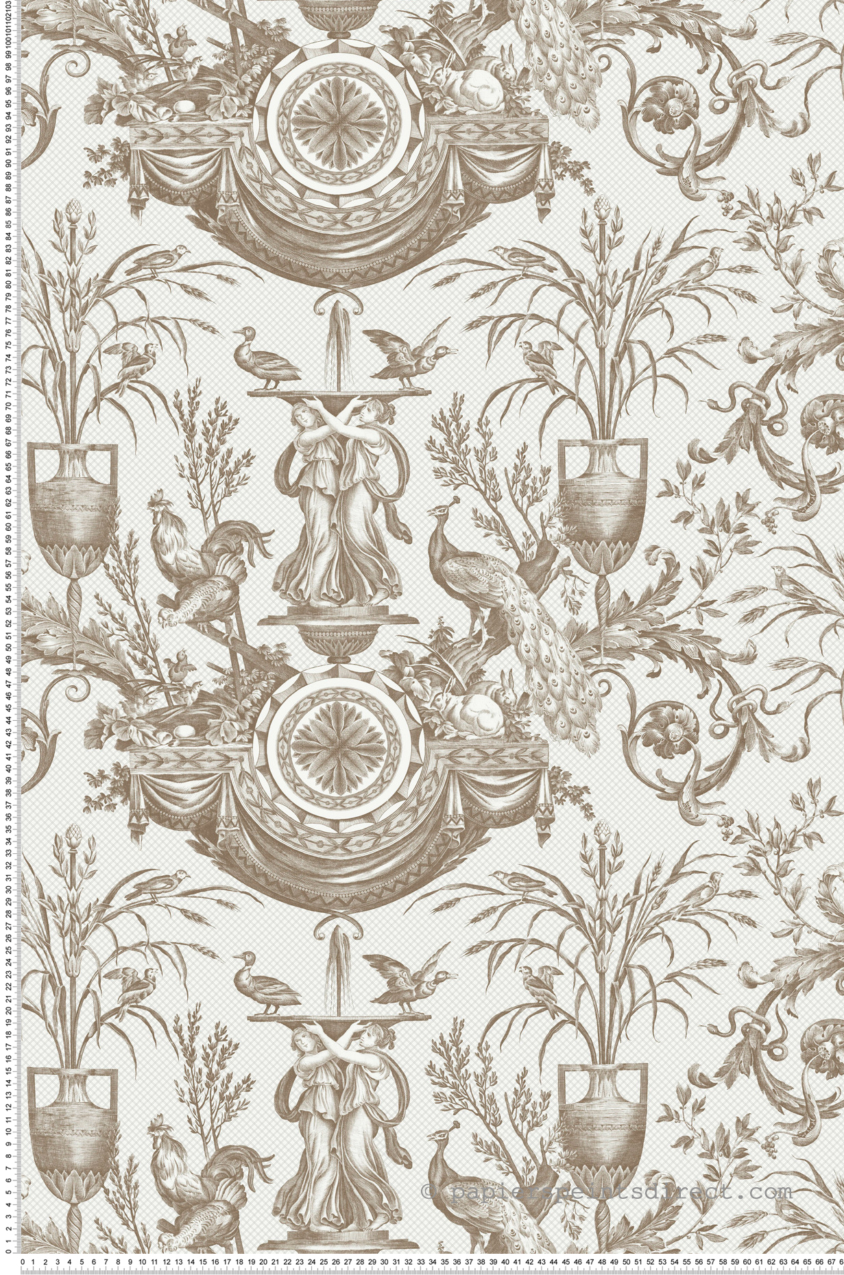 Papier peint Fontaine Classique Avian brun - Toiles de York (Initiales) | Réf. INI-RT7812