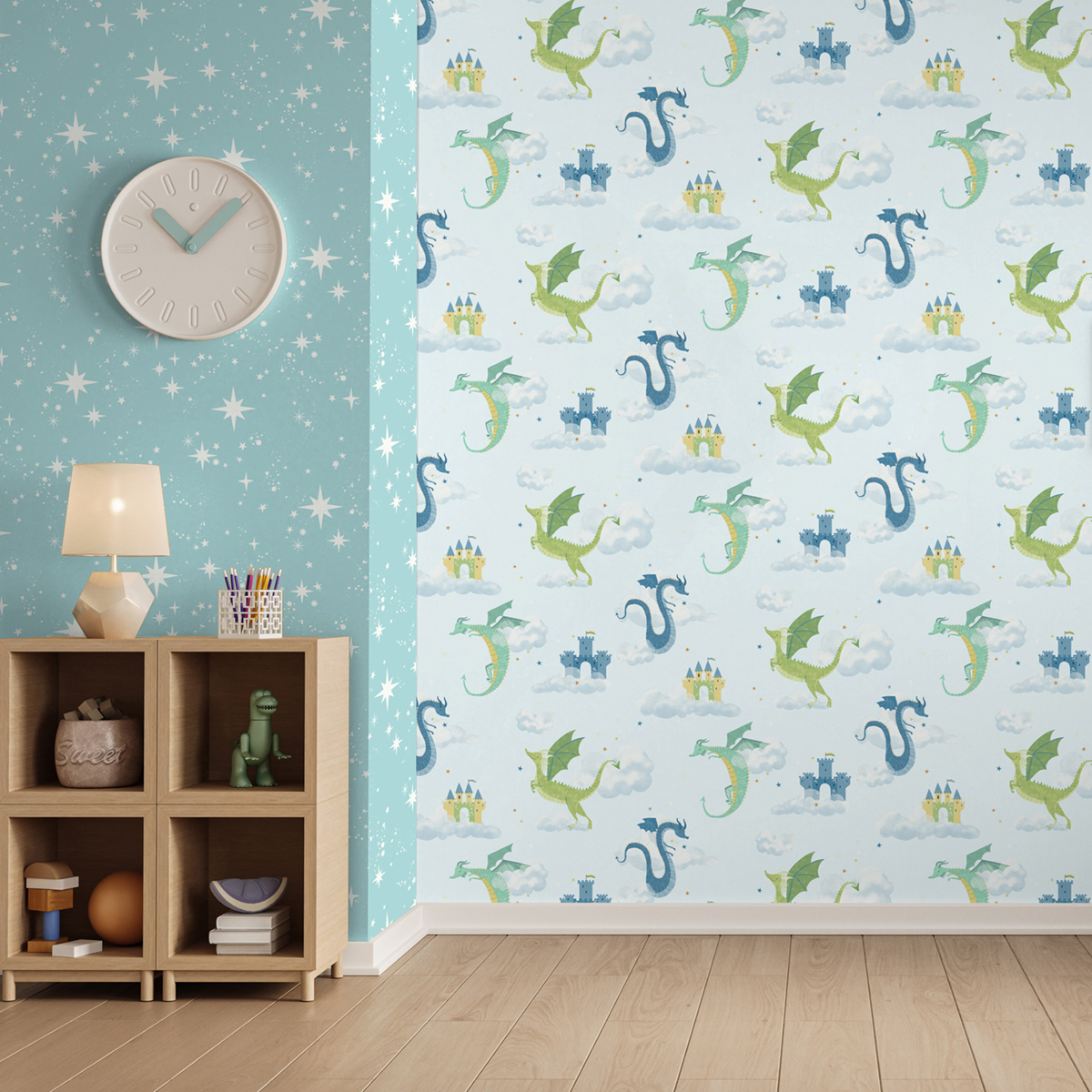 Papier peint Dragon Magie Enfant bleu - Imagine de Lutèce | Réf. LTC-DL27550