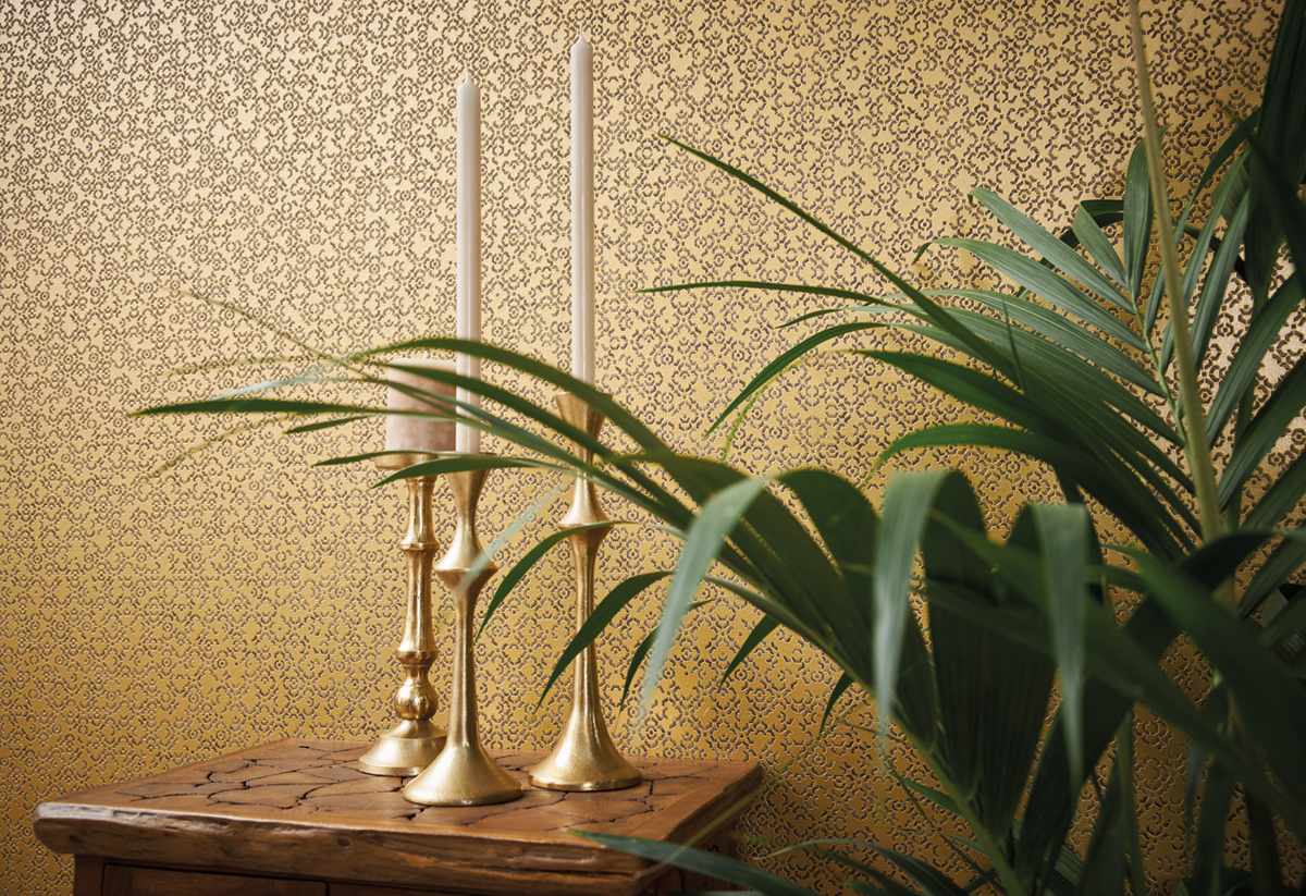 Papier peint Géométrique Fleurs doré - Metropolitan Stories 2 d'AS Création | AMB Réf. SP15517