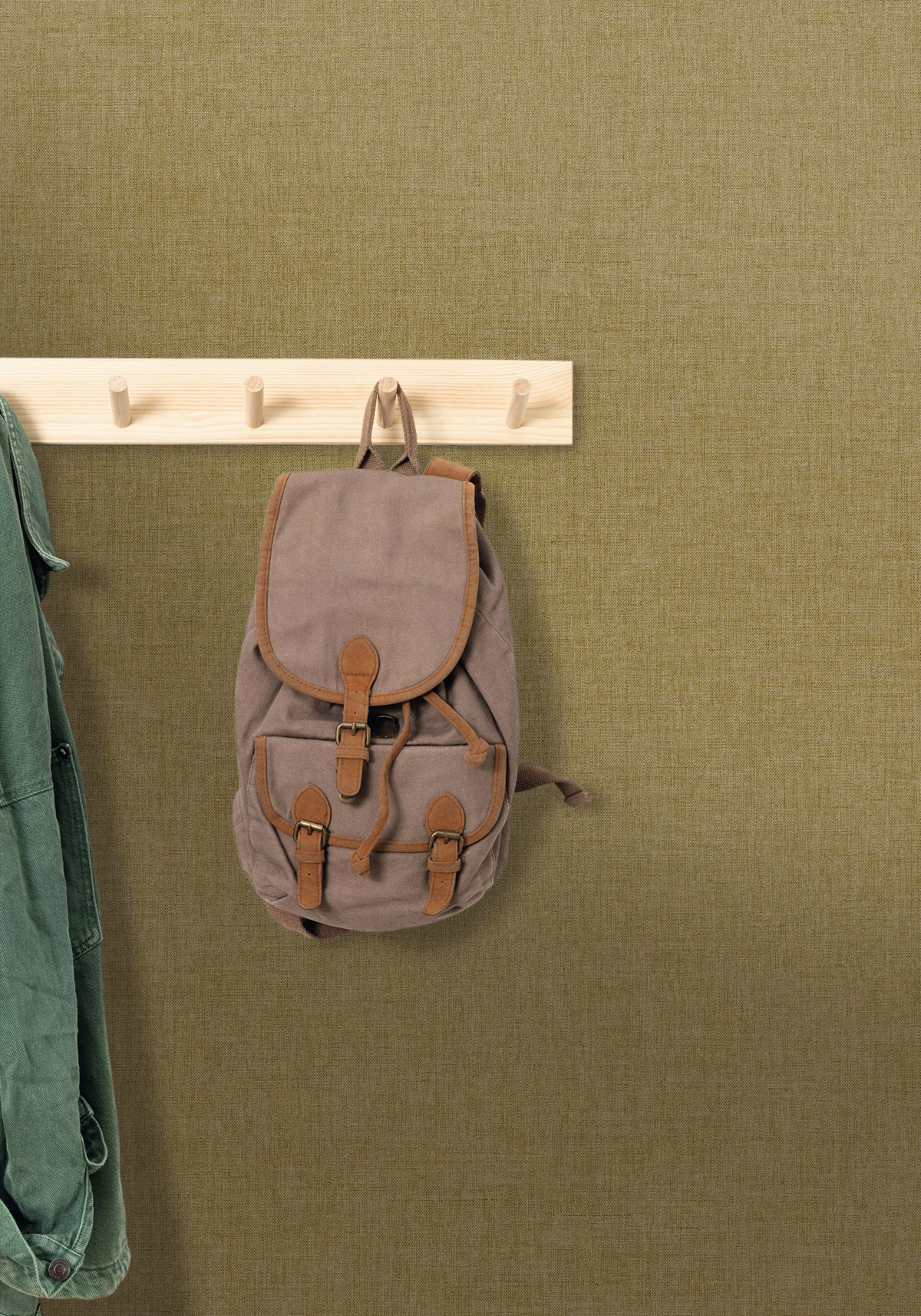 Papier peint Uni Toile vert kaki - Art of Botany de Casélio | Réf. AOB68527634