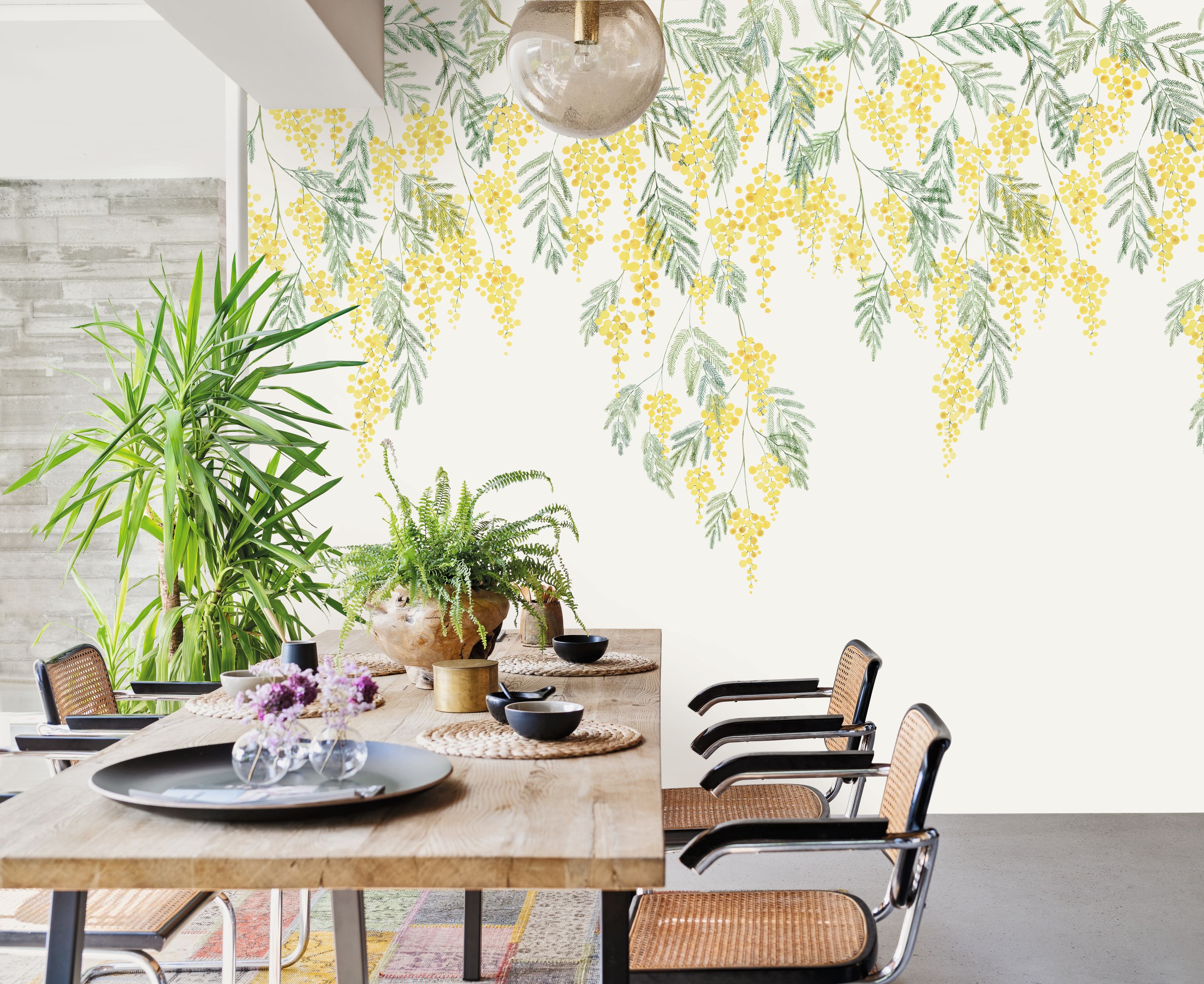 Papier peint panoramique Fleur Mimosa M jaune 200x280 - Wonderwalls de Casadéco | Réf. WDWS89172203