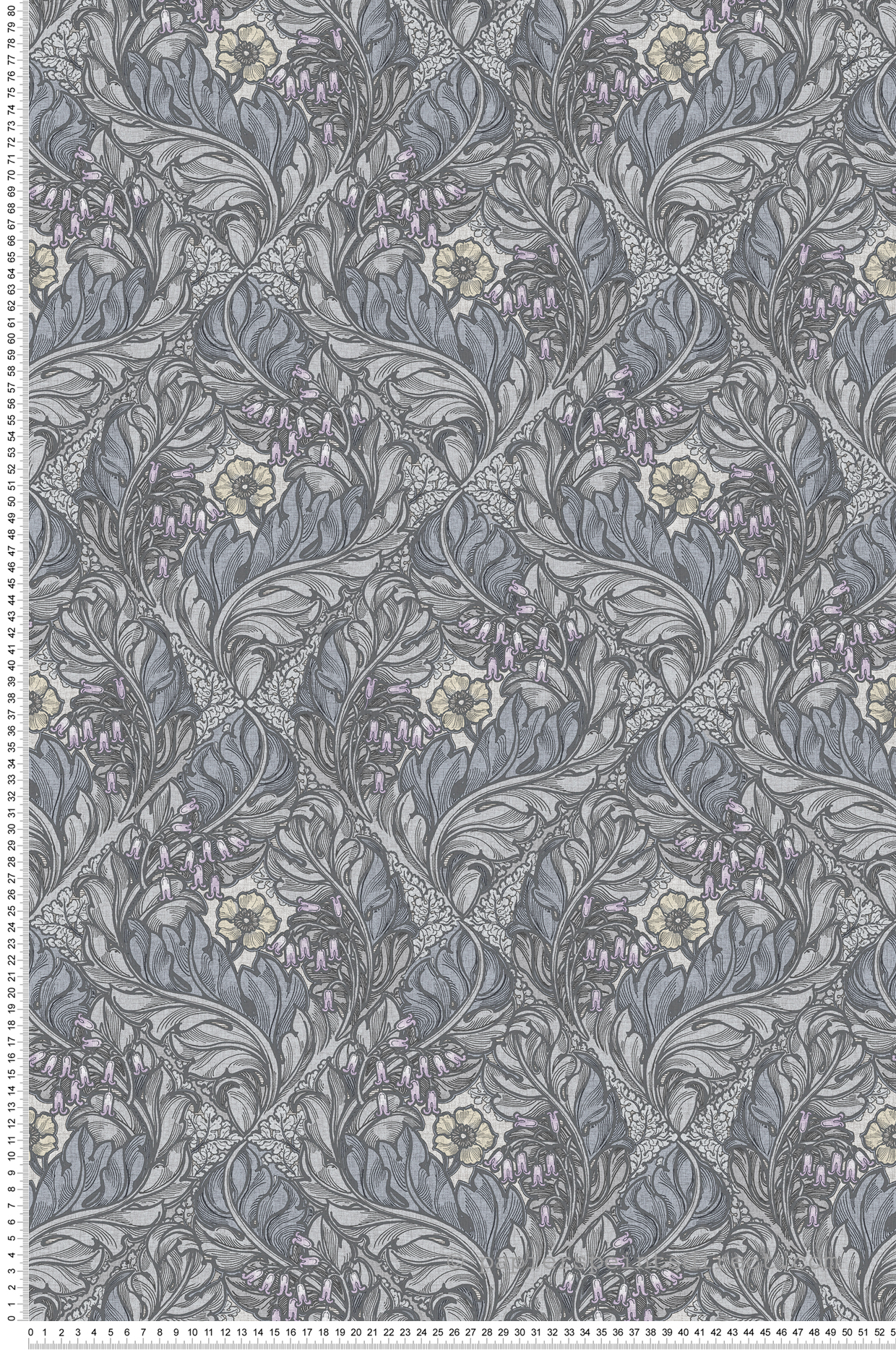 Papier peint Losange Fleuri gris bleuté - The Wall Llewelyn-Bowen de Lutèce | Réf. LTC-LB25100