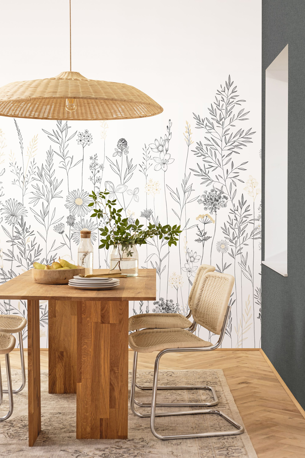 Papier peint panoramique Fleur Montmartre noir beige 250X250 - Color Box 3 de Casélio | Réf. CB3105920906