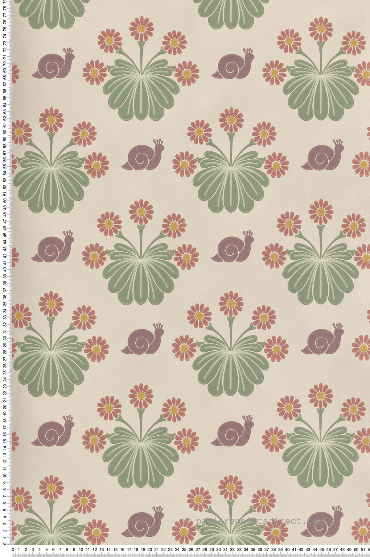 Papier peint escargot Burges Snail Travertine - National Trust Papers 2 de Little Greene | Réf. 0260BUTRAVE