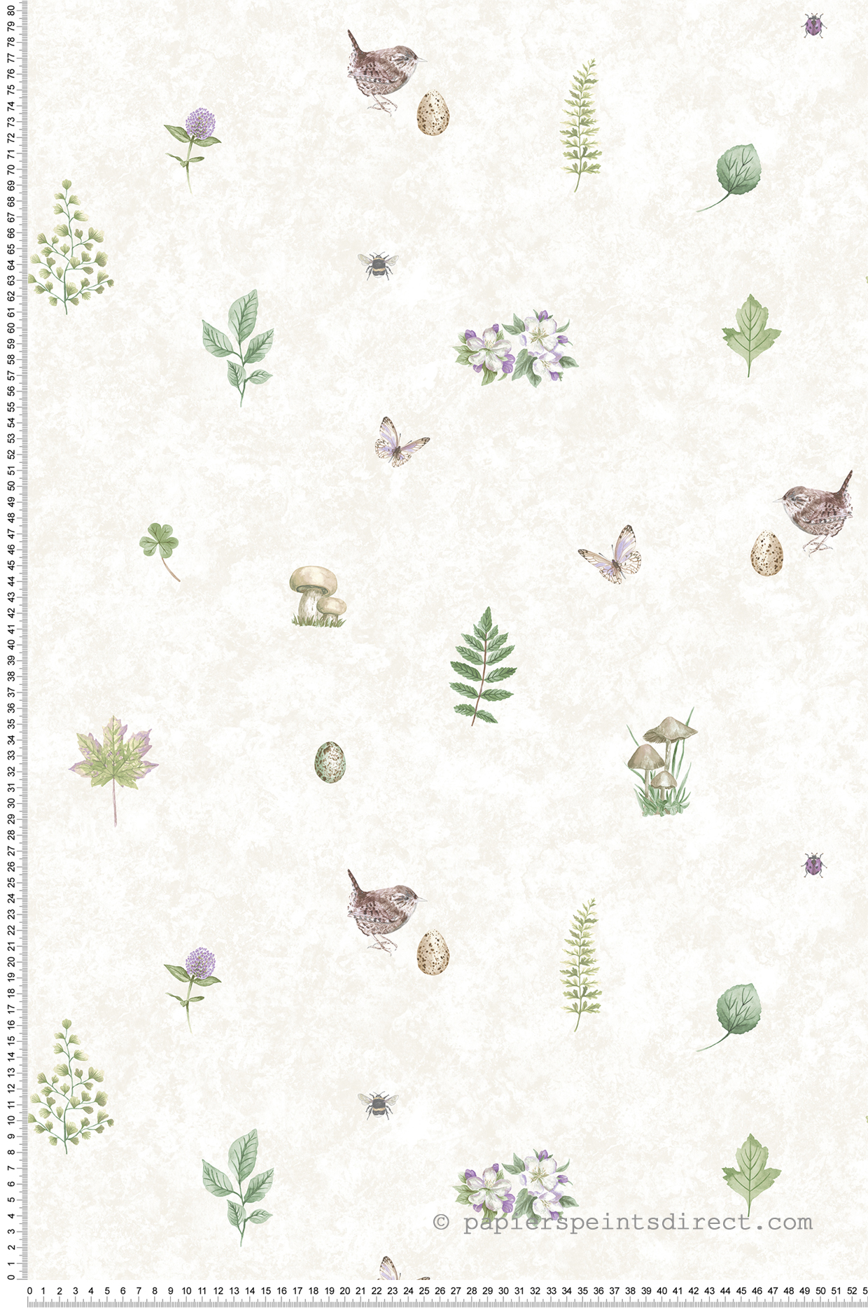 Papier peint Petit Oiseau Papillon Abeille Fleur violet - Cuisine Fraicheur 6 de Lutèce | Réf. LTC-G45442