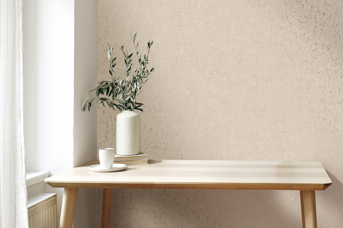 Papier peint Faux Uni Liège Callie beige doré - Harry de Lutèce | Réf. LTC-DL26707