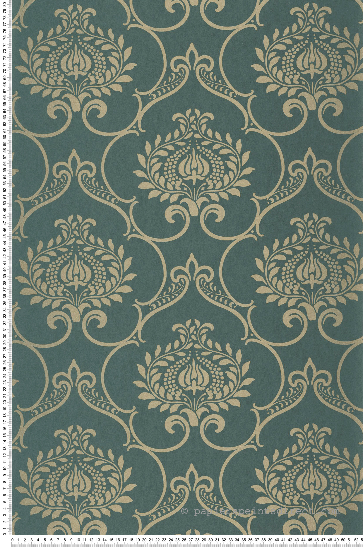 Papier peint Ornements Floraux Panache vert doré - Elixir de Casadéco | Réf. EXIR202017900