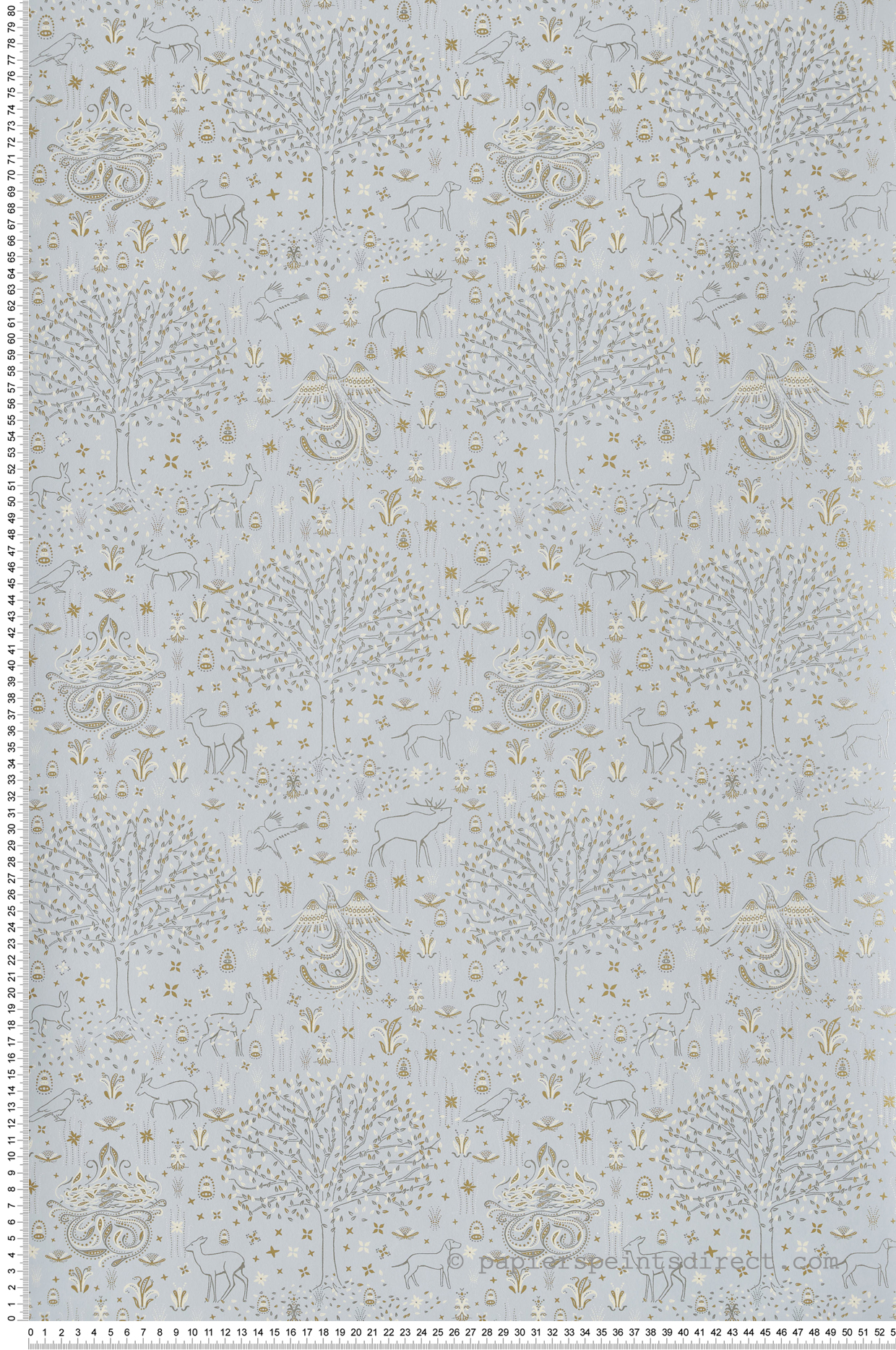 Papier peint Forêt Magic Animaux gris bleuté métallisé - Demeures de Montecolino | Réf. MC-650312