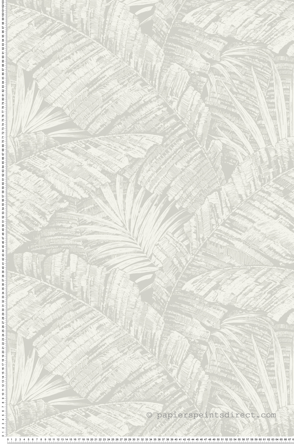 Papier peint Grande Palme Cove gris perle - Toiles de York (Initiales) | Réf. INI-RT7922