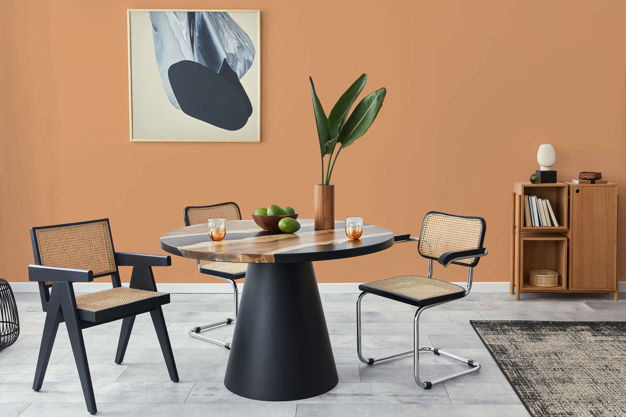 Photo numéro 2 d'une pièce avec un mur peint avec la peinture  Puro orange dusty orange - c9001