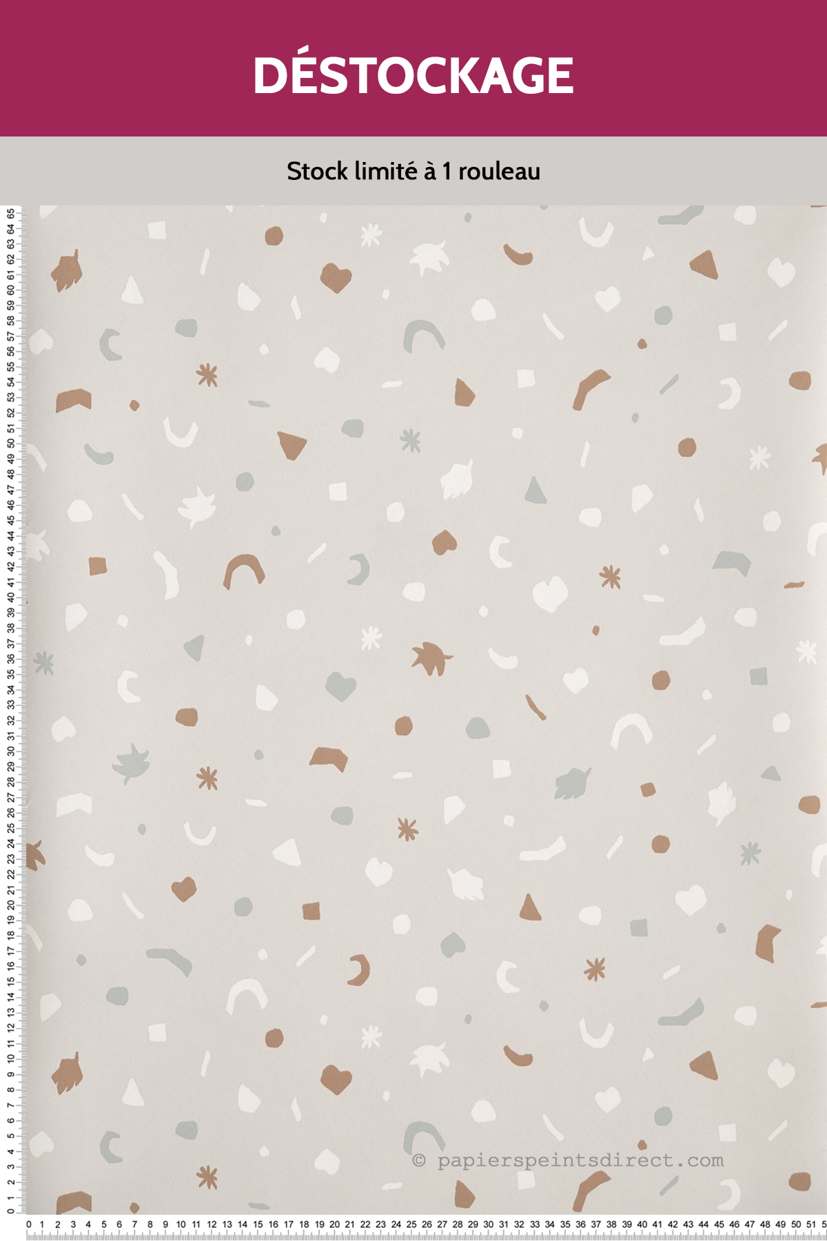 Papier Peint Destockage - Enfant Terrazzo Géo grège - Mini Me