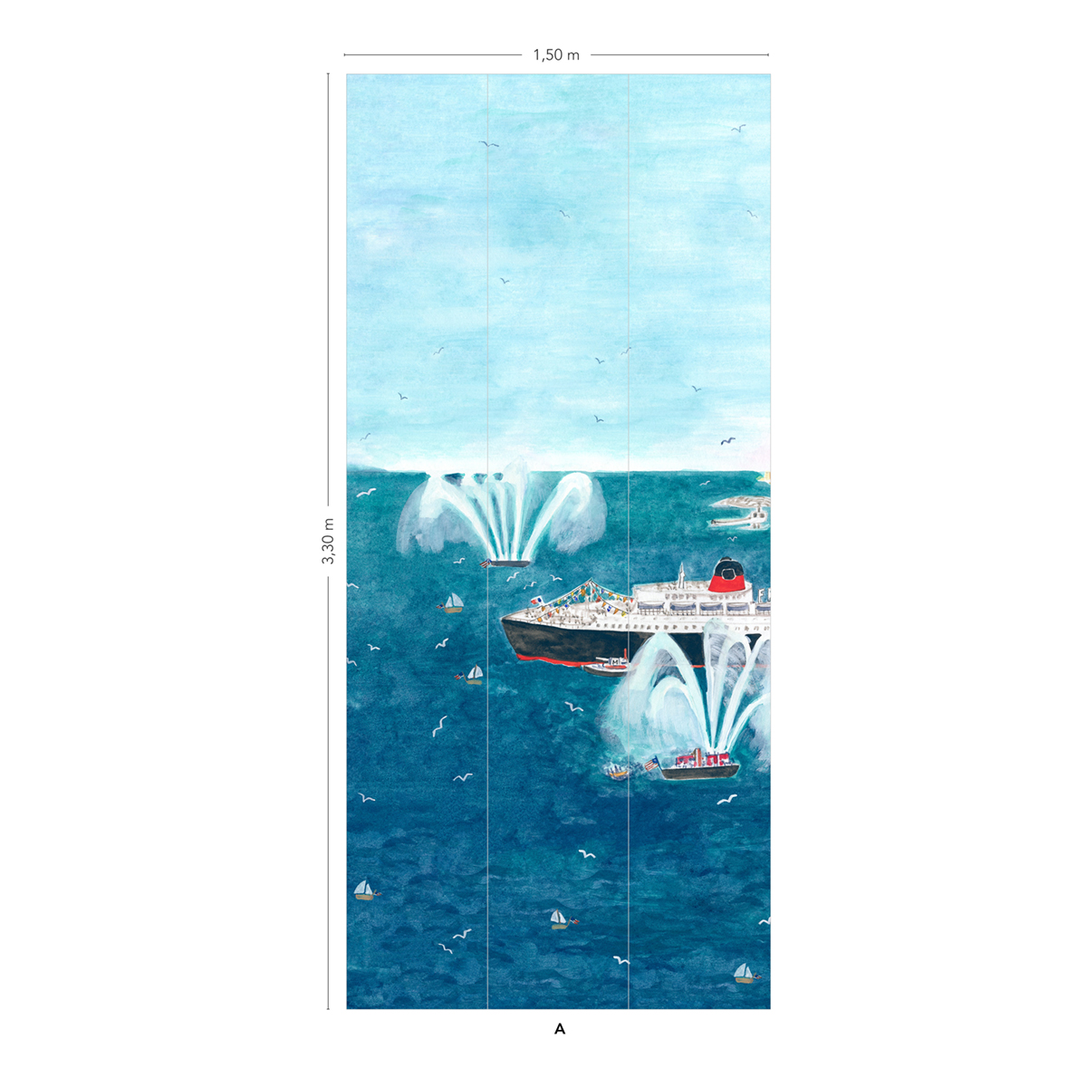 Papier peint panoramique Bateau Le France A 1/2/3 - Isidore Leroy