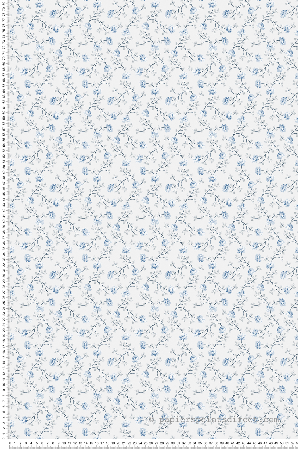 Papier peint Ramage Mini Pivoine bleu porcelaine - Romance de Lutèce | Réf. LTC-19052