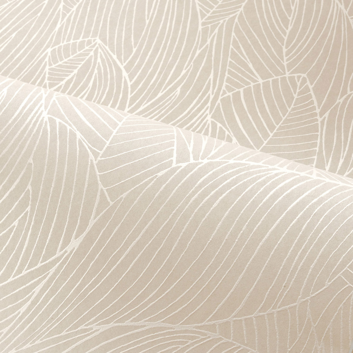 Papier peint Nervure de Feuille Hosta grège nacré - Jardin Félicia de Casamance AMB3| Réf. CAS-76602242