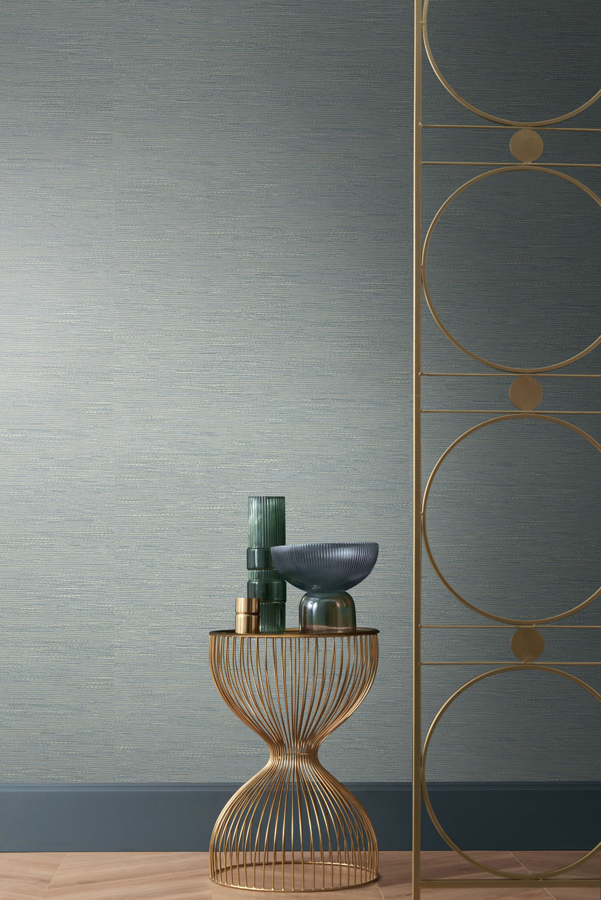 Papier peint Faux Uni Tissage Tatami bleu froid - Le Jacquard de Casamance | Réf. CAS-C75343874