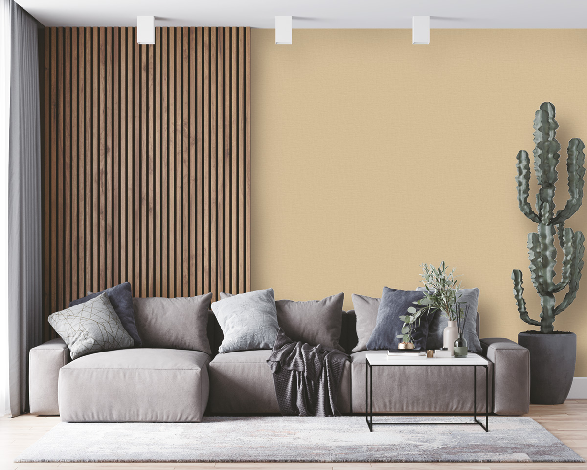 Papier peint Uni Toilé beige vanille - The Wall Llewelyn-Bowen de Lutèce | Réf. LTC-LB25133