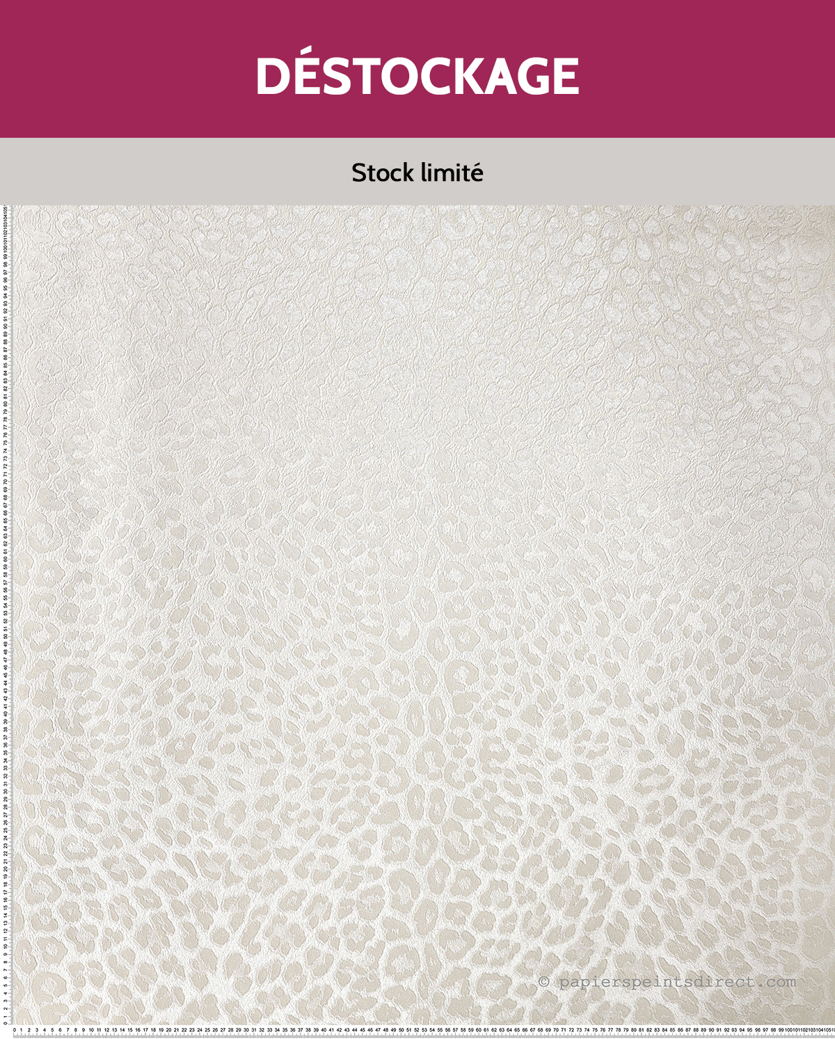Papier peint Destockage - Tache Léopard nacré argenté - Philipp Plein de Montecolino