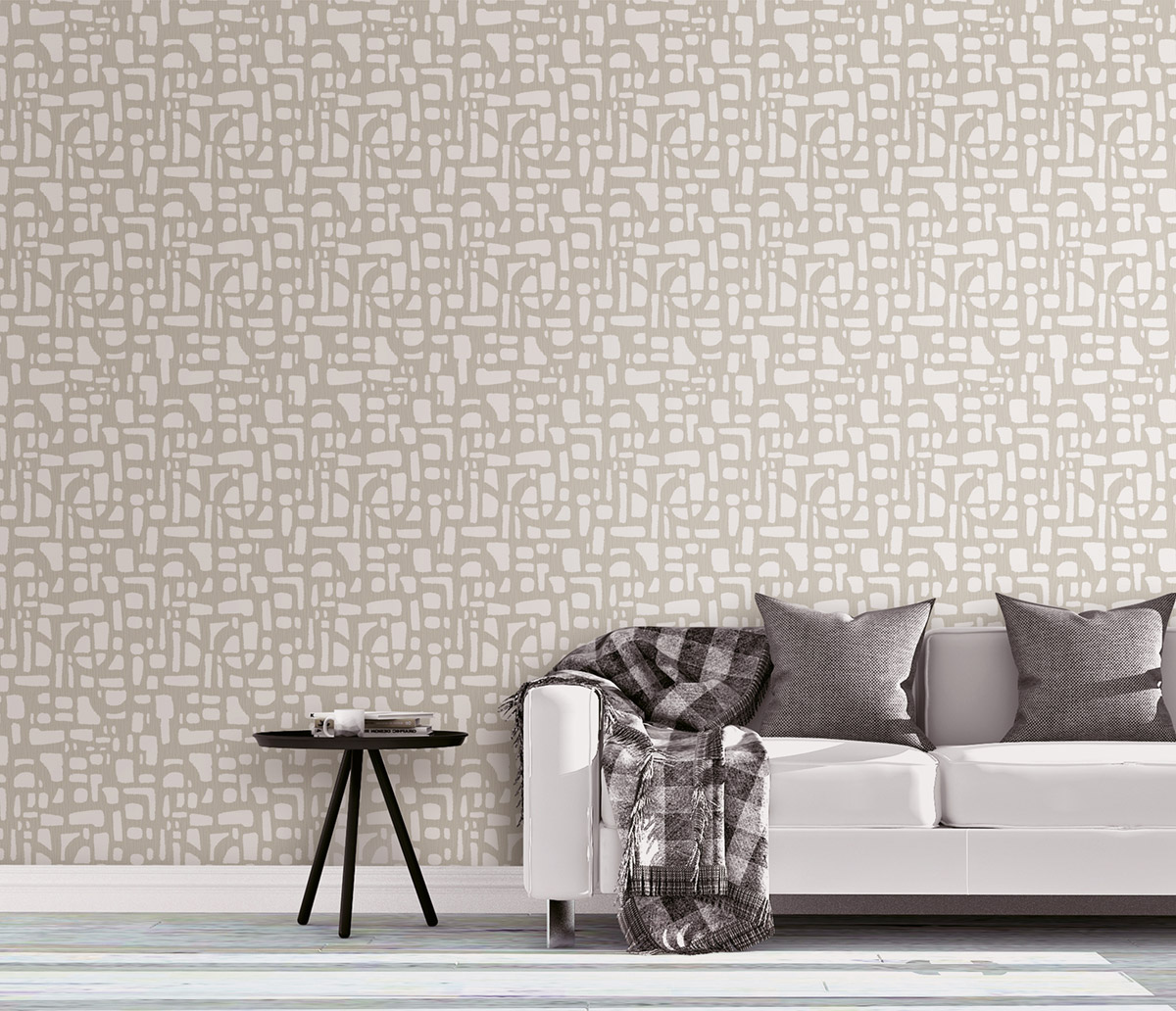 Papier peint Labyrinthe Géométrique écru irisé - Attitude de Lutèce | Réf. LTC-DWP0364-02
