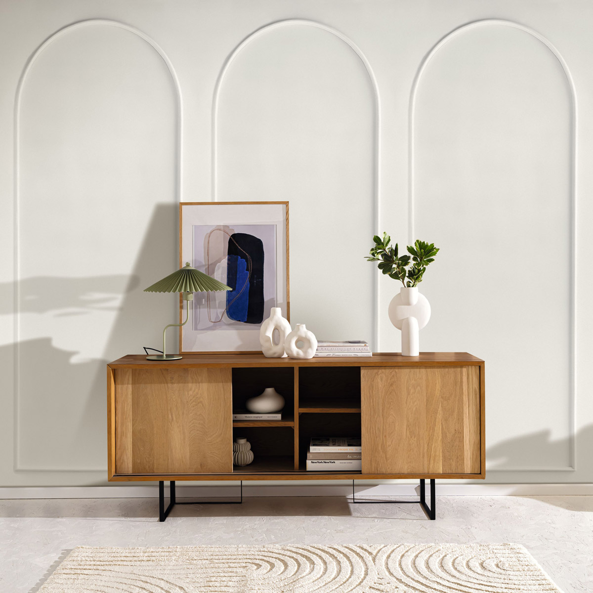 Papier peint panoramique Arche en Moulure blanc gris L 106X310 - Reliefs de Casélio | Réf. RLF106340042