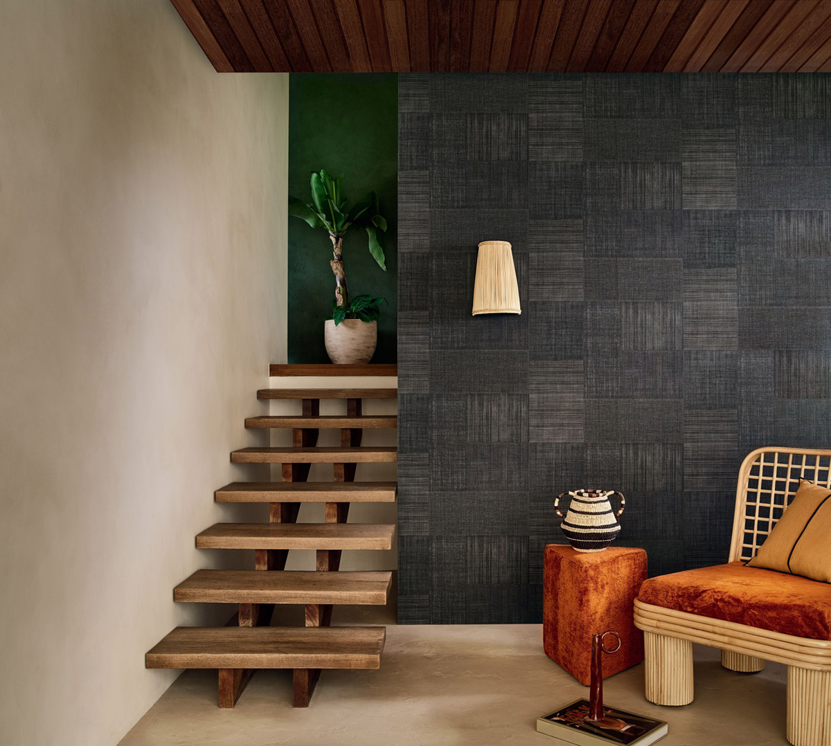 Papier peint Faux uni Rectangle Tissé Mestizo anthracite - Casa Azul de Casamance | Réf. CAS-76321732