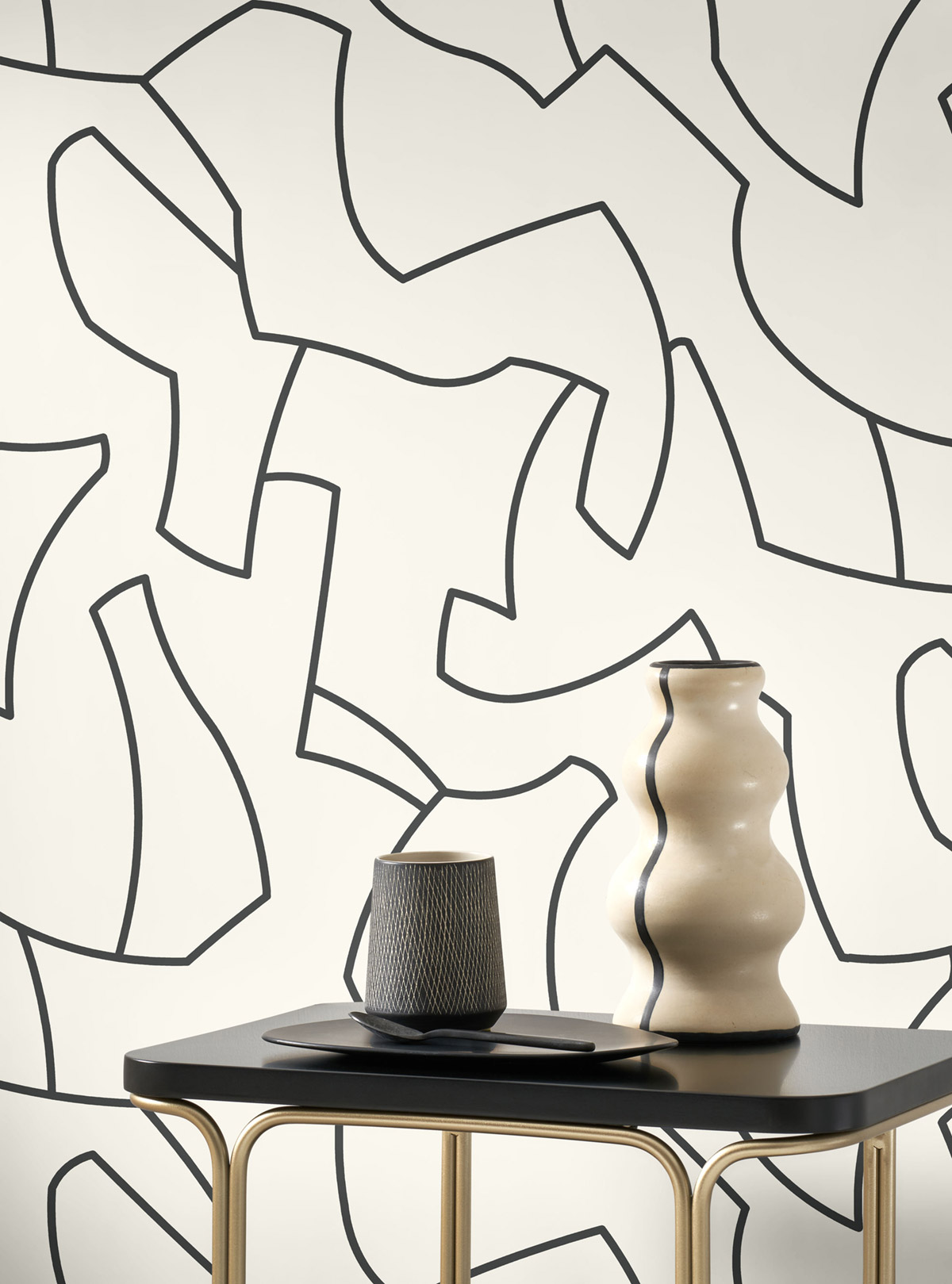 Papier peint Puzzle Maze noir et blanc - Color Game de Casadéco | Réf. GAME200619009