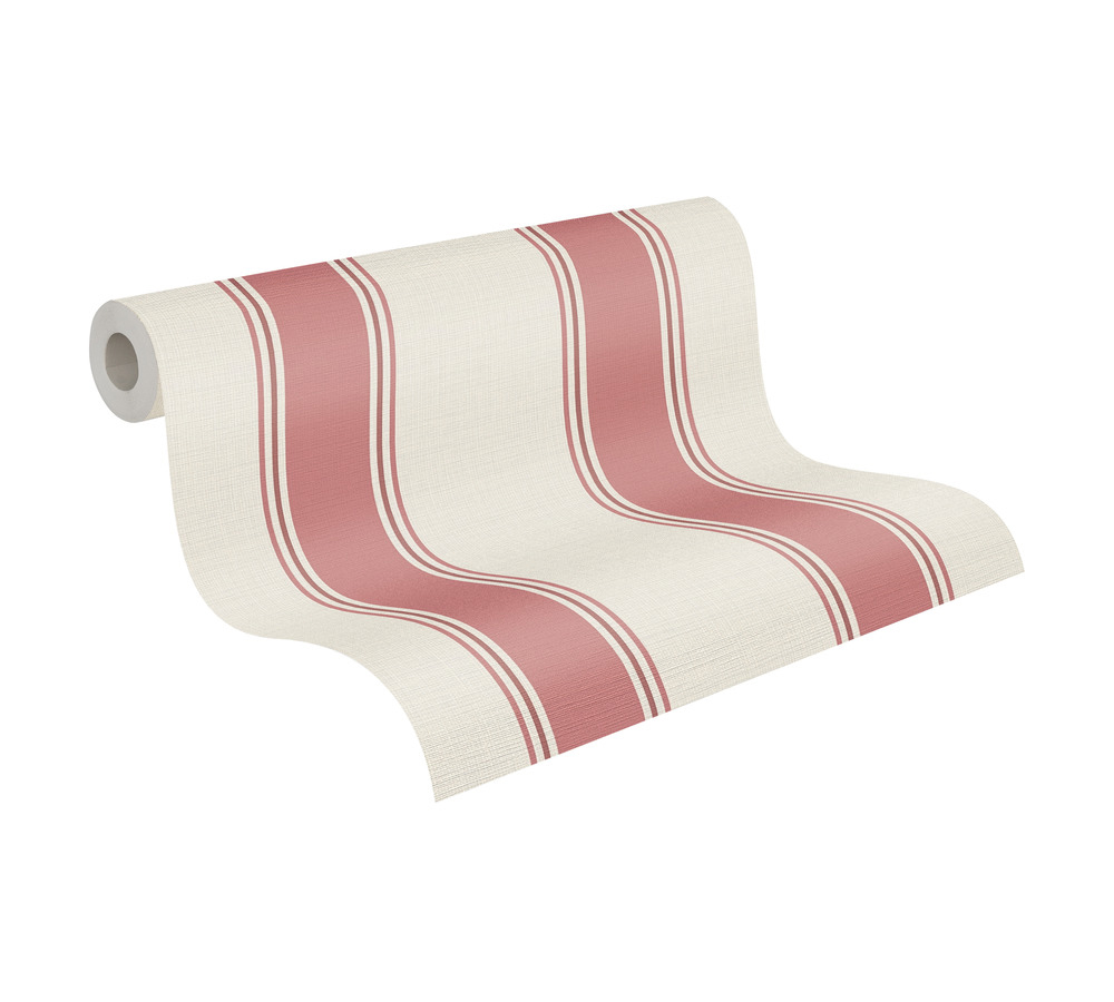 Papier peint Rayures Rétro vieux rose blanc cassé - Metropolis Michalsky 6 de Livingwalls ROLL | Réf. AS-399831