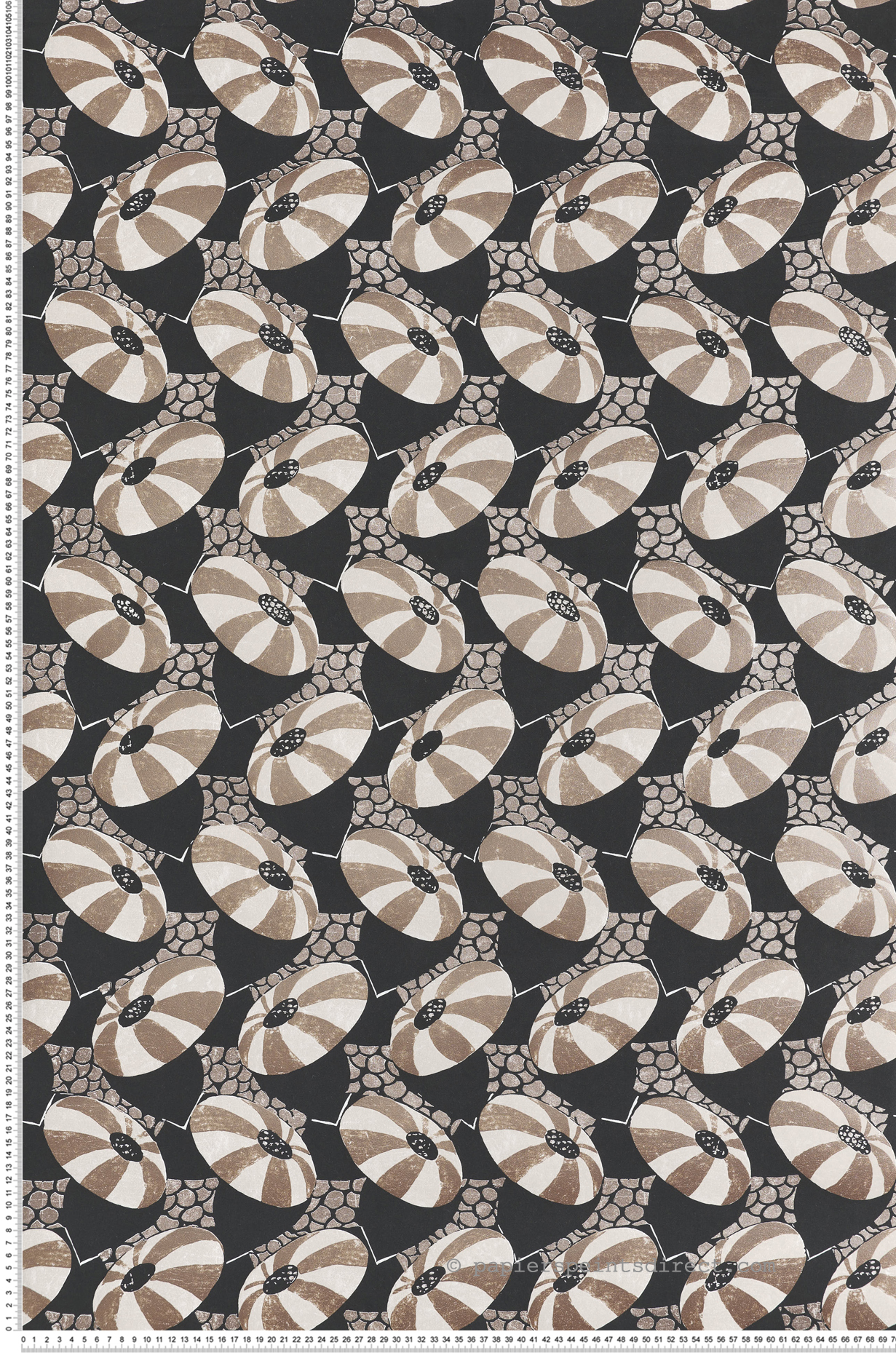 Papier peint Soucoupe Cecilia taupe métallisé - Folies de Masureel | Réf. MAS-FOL003