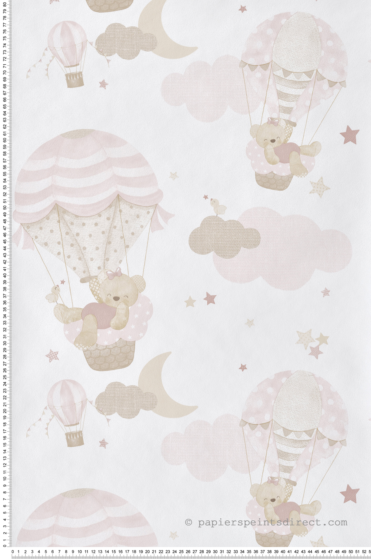 Papier peint Ourson Montgolfière beige rose - Babyland 2 de Lutèce | Réf. LTC-14818