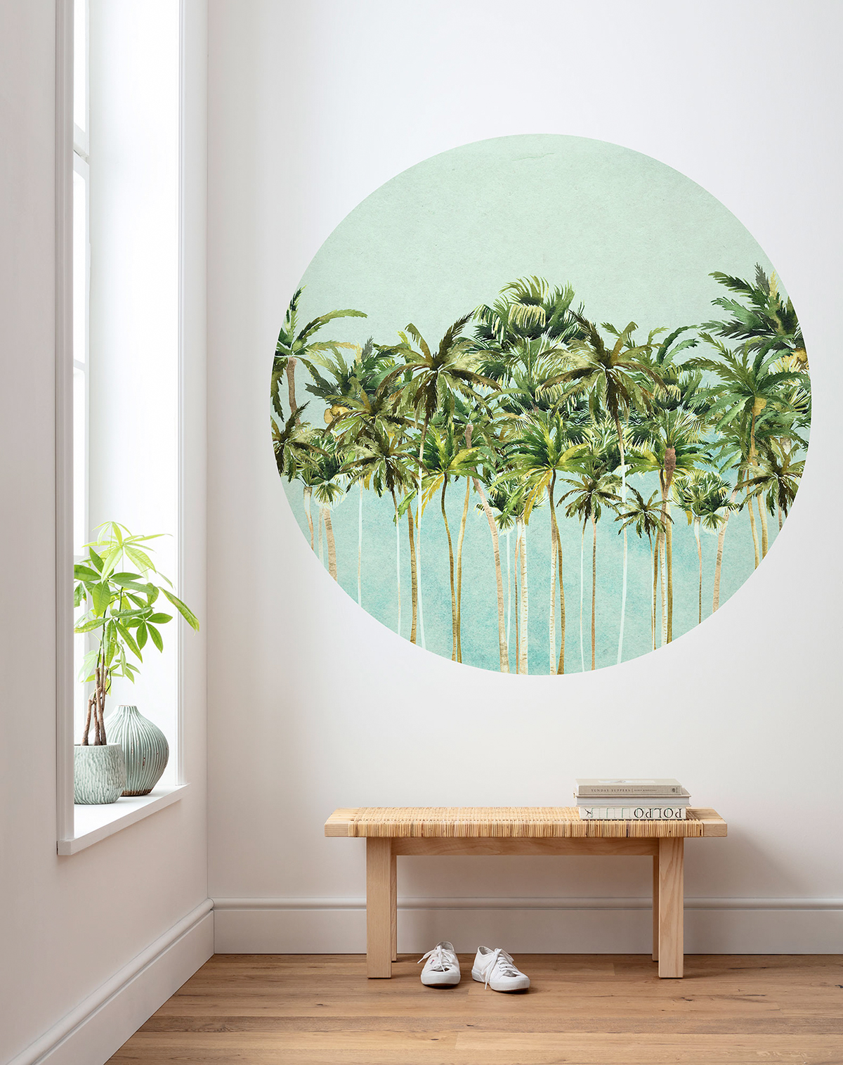 Papier peint adhésif rond Tropical Coconut Trees - Papier peint Komar Le Jardin