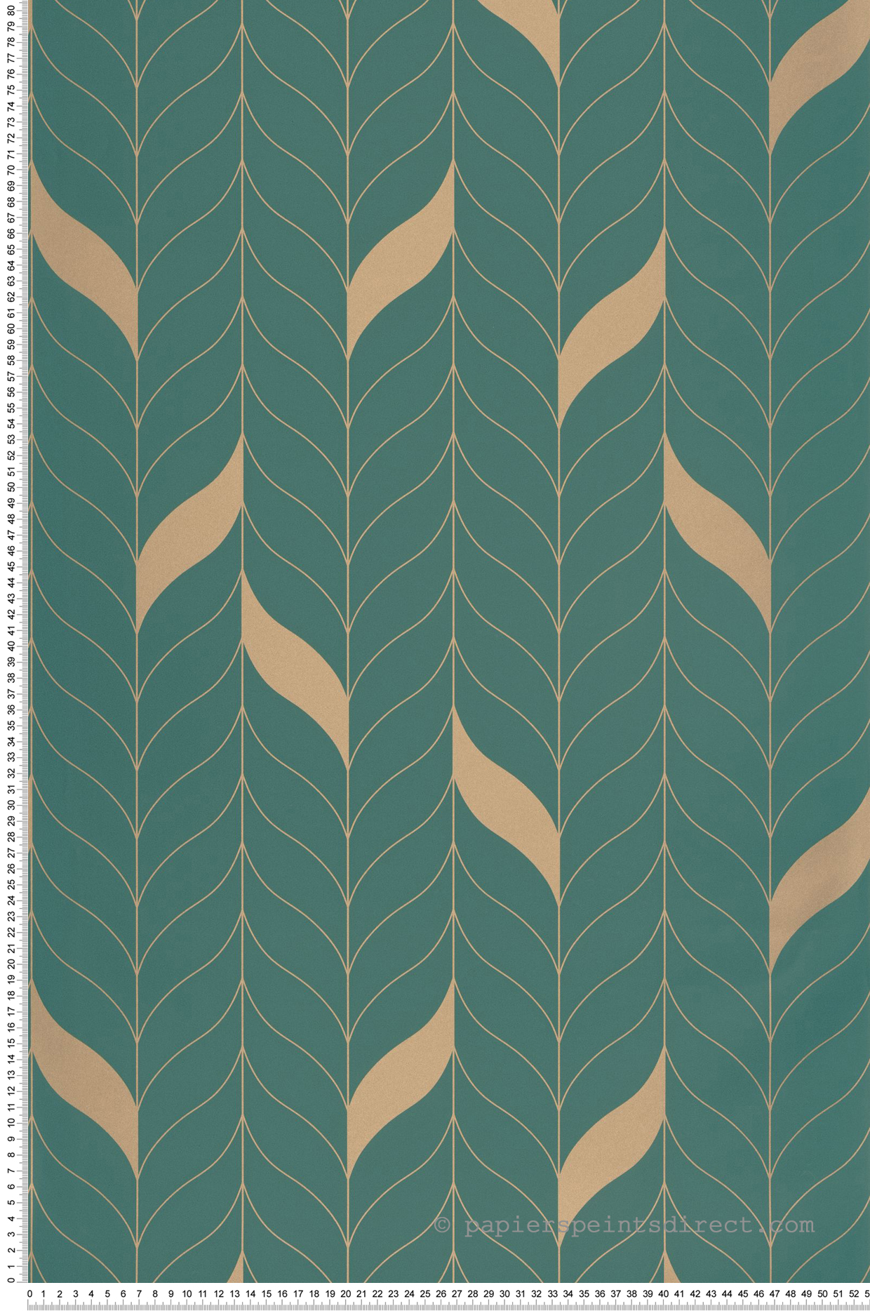 Papier peint Graphique Manille vert sapin doré - Green & Co de Casélio | Réf. GCO103977328