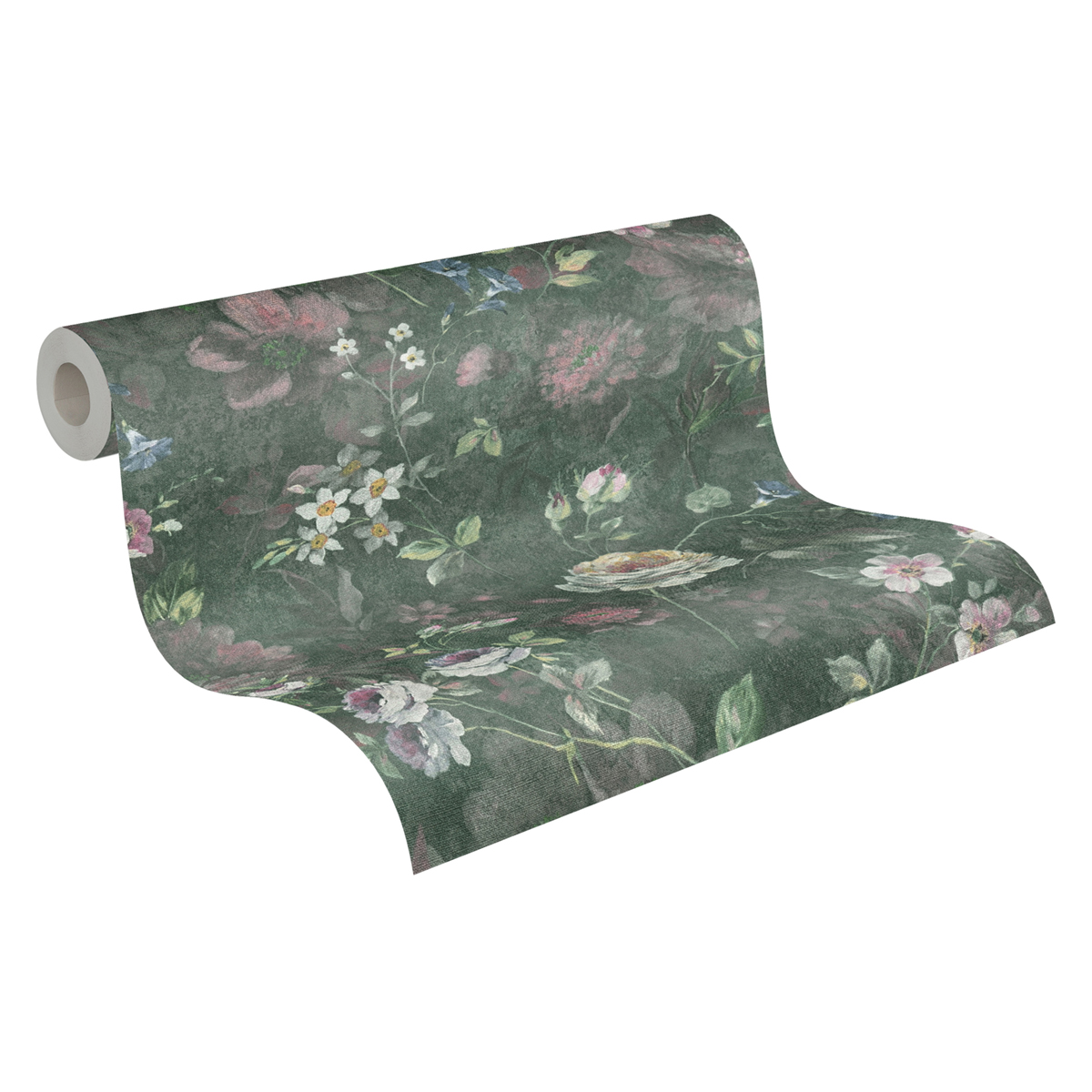 Papier peint Vintage Floral Estompé vert rose - Natural Living d'A.S. Création AMB4 | Réf. AS-386362