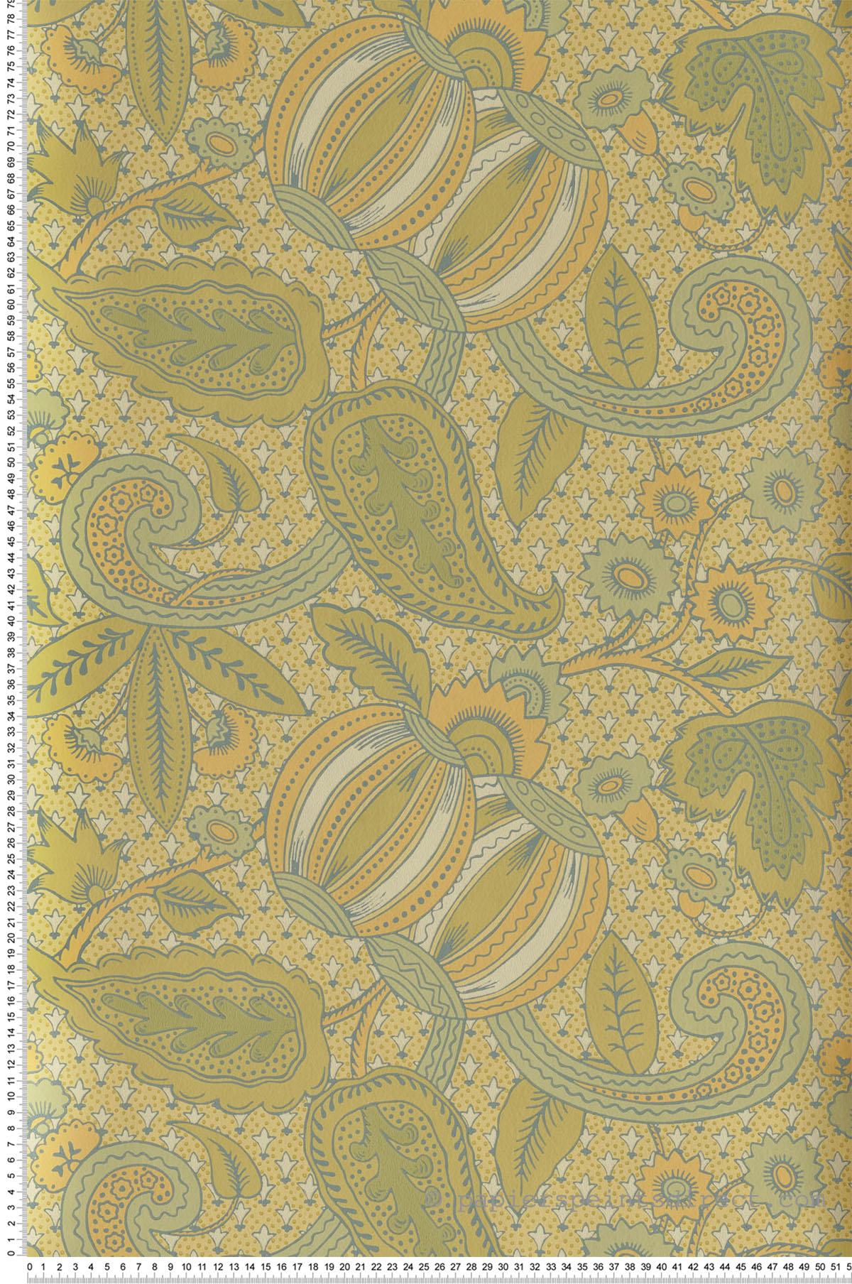 Papier peint cachemire Pomegranate Citron - National Trust Papers de Little Greene | Réf. 0245POCITRO