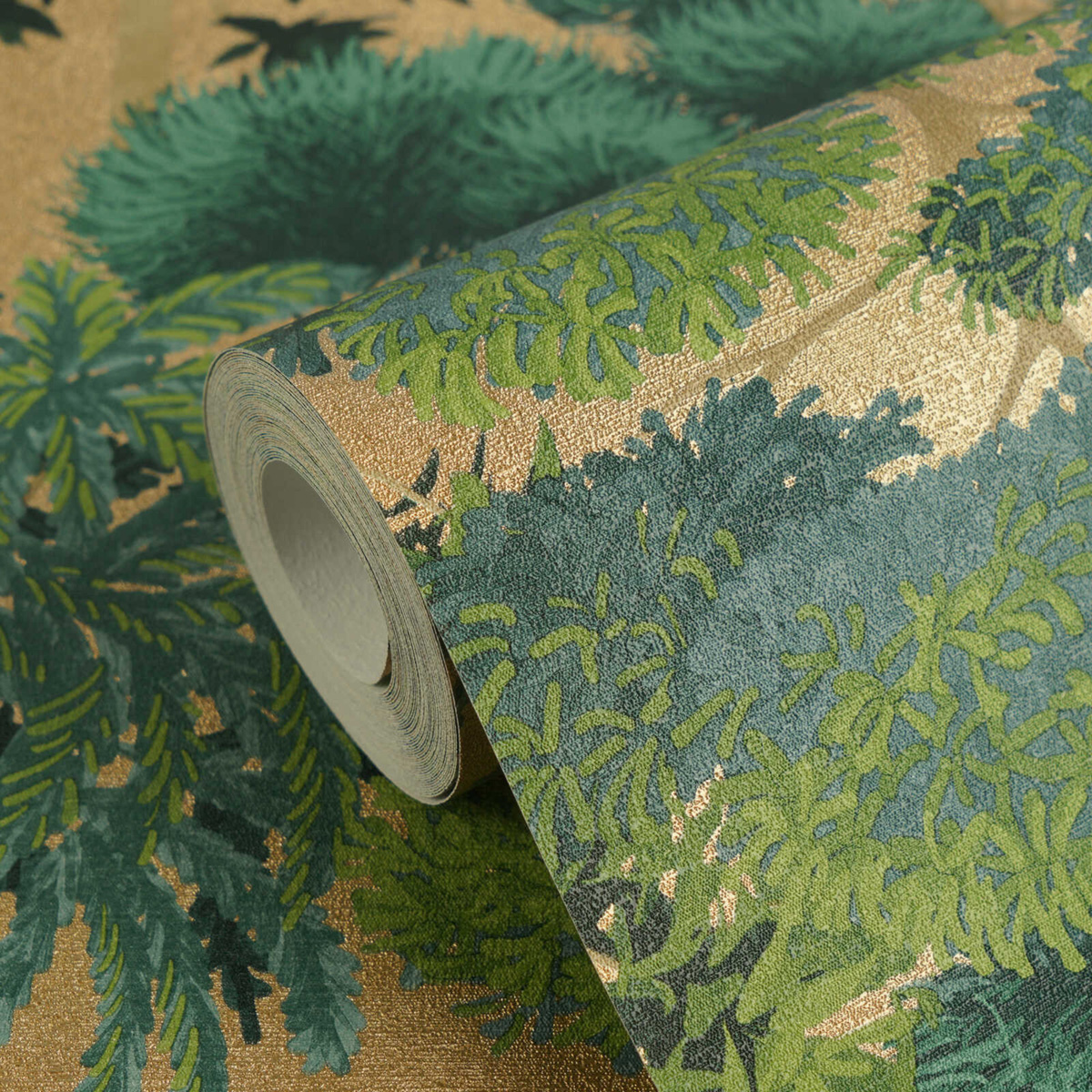Papier peint Arbre Forêt Pinede vert doré - Cuba 2 d'A.S. Création ROLL | Réf. AS-791612