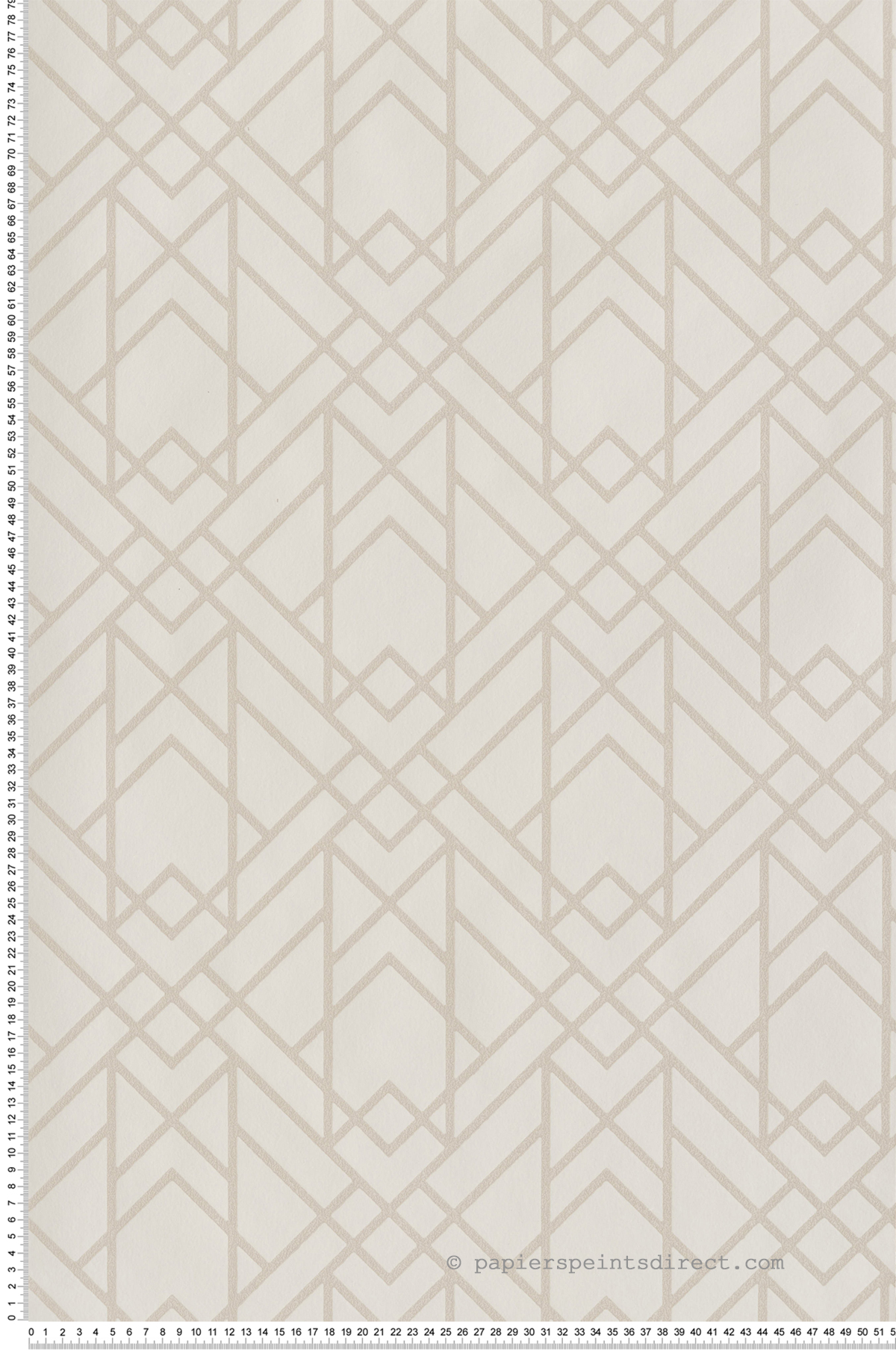 Papier peint Géométrique Art Déco crème - Elodie 1838 Wallcoverings d'Initiales | Réf. INI-90714006