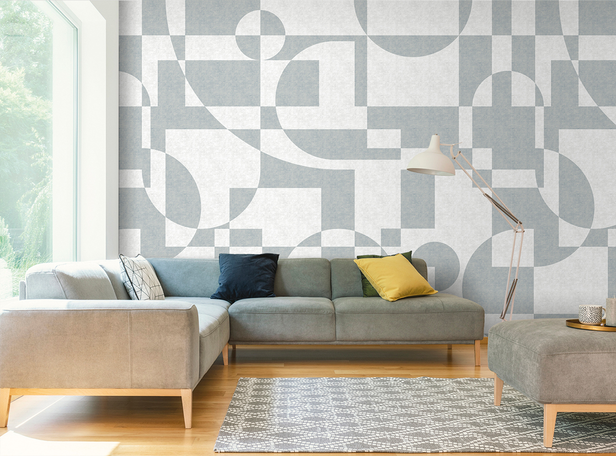 Papier peint panoramique Forme Tetris gris - Panorama 2 de Lutèce | Réf. LTC-PAN1842C