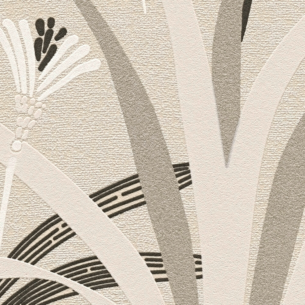 Papier peint Végétal Fleuri 1900 grège argenté - French Affair d'A.S. Création ZOOM | Réf. AS-399361