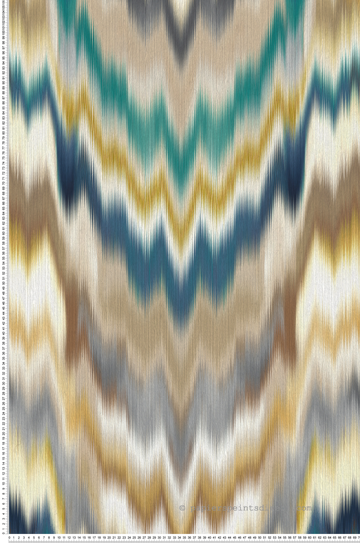 Papier peint Dégradré Ethnique Irisa bleu canard beige - Irisa d'Osborne & Little | Réf. OSB-W7850-04