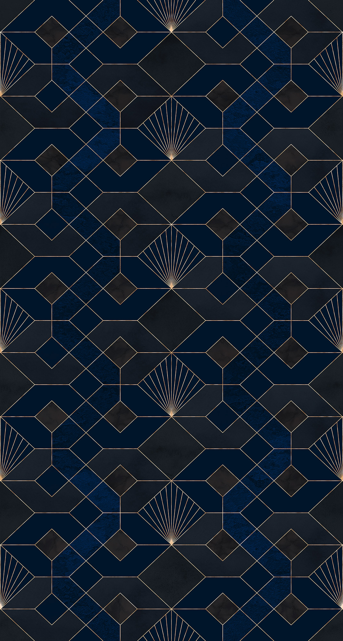 Papier peint panoramique Art déco Coquilles Nuit - Papier peint Komar Heritage