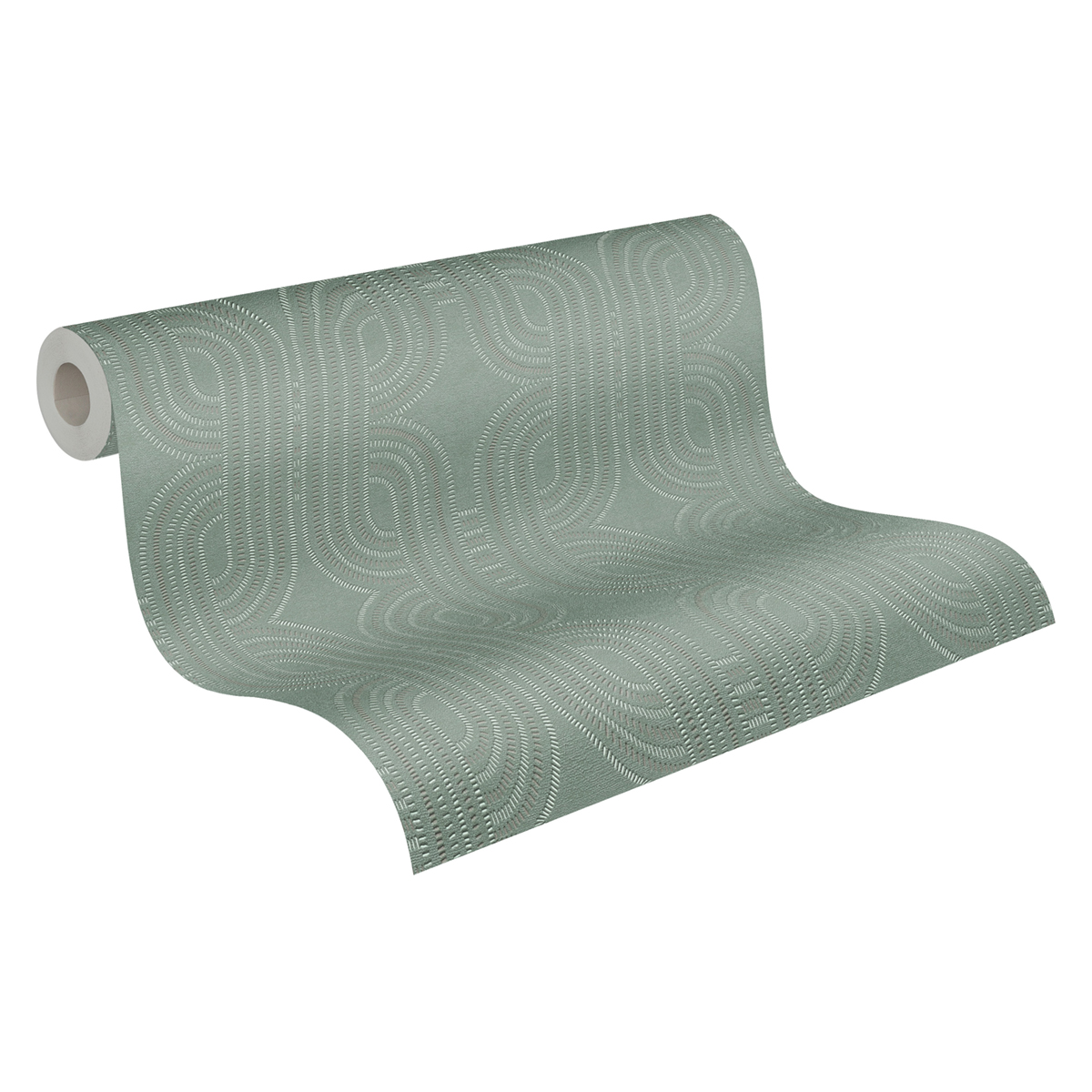 Papier peint Maille Art Déco vert argenté - French Affair d'A.S. Création ROLL | Réf. AS-399375