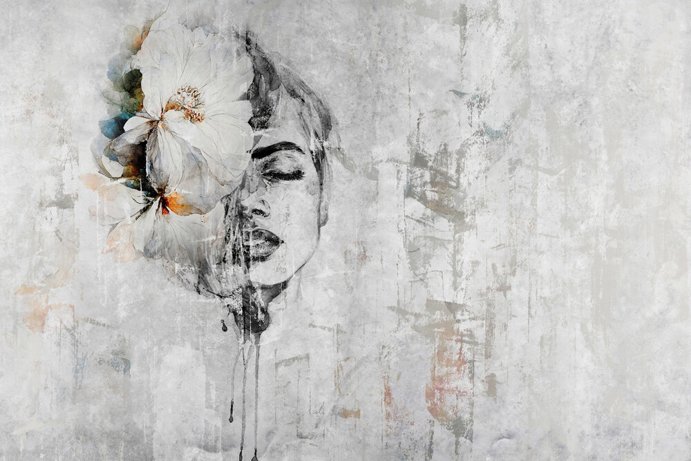 Papier peint panoramique Street Art Femme Fleur - Wall Love d'A.S. Création | Réf. DD129583