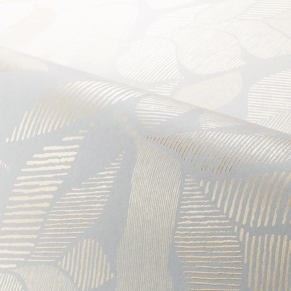 Papier peint Feuillage Graphique Lontara blanc doré - Tressora de Casamance | Réf. CAS-76910916