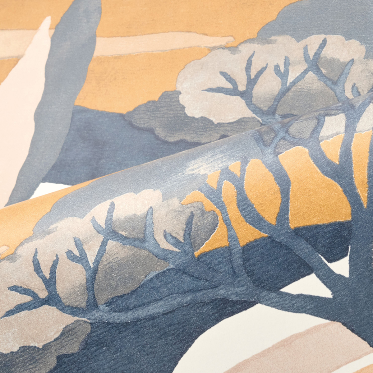 Papier peint Paysage Cap Ferret bleu camel - L'Ile aux Oiseaux de Casamance | Réf. CAS-75870508