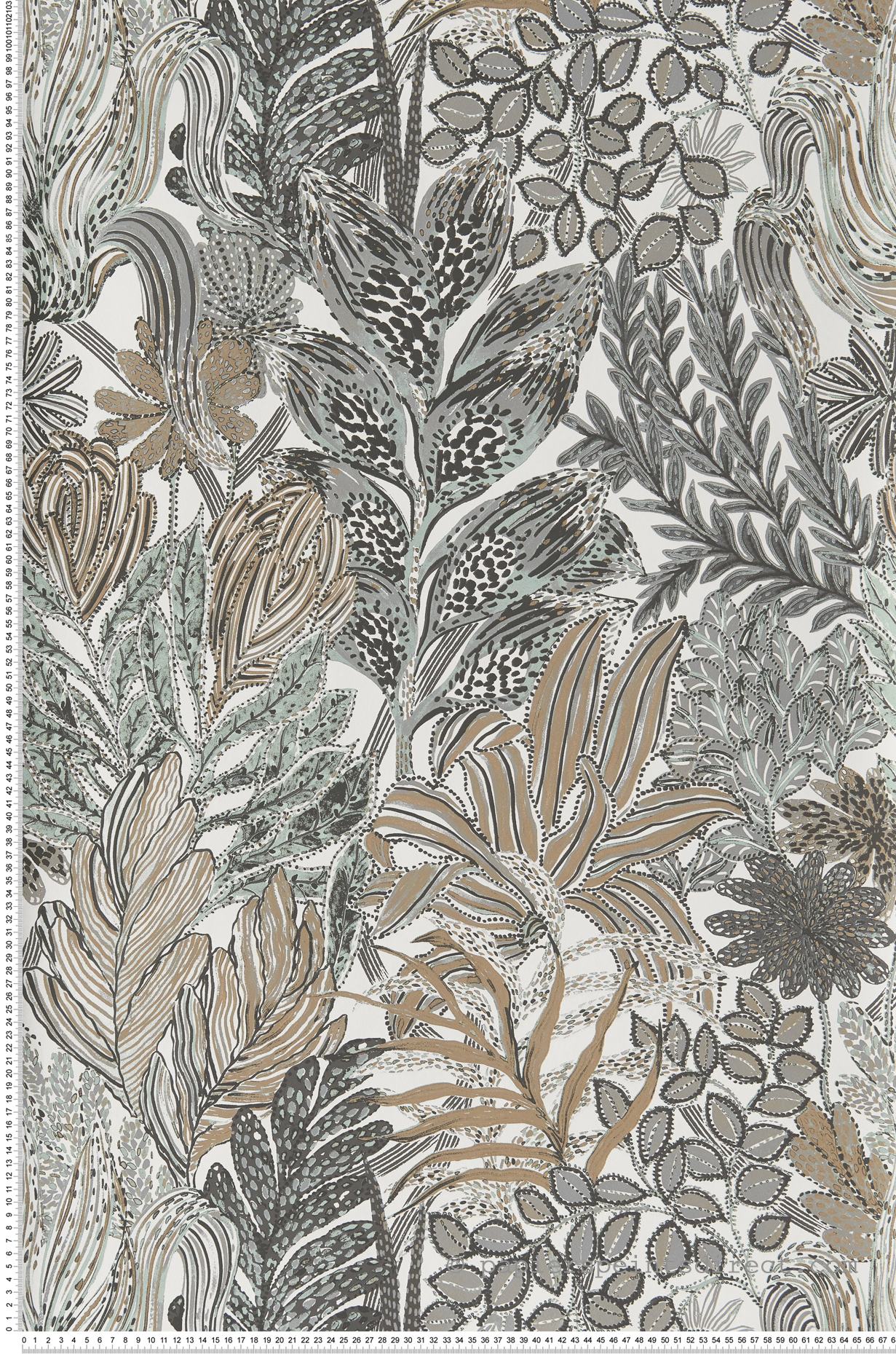 Papier peint jungle Borromee gris/beige - Blossom de Casamance | Réf. CAS-74320120