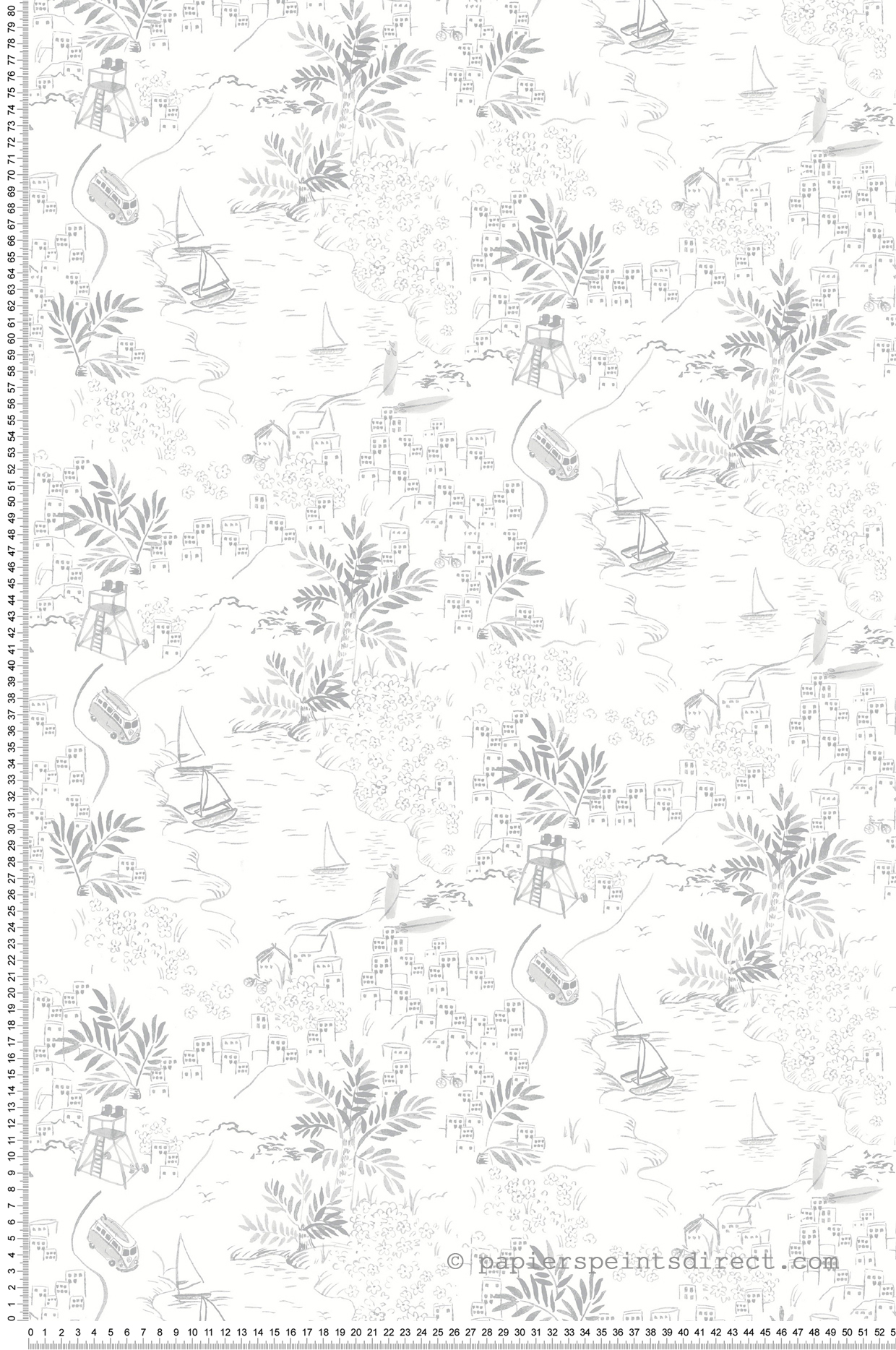 Papier peint Paysage Littoral Bateaux gris - Tartine & Chocolat de Lutèce | Réf. LTC-36230309