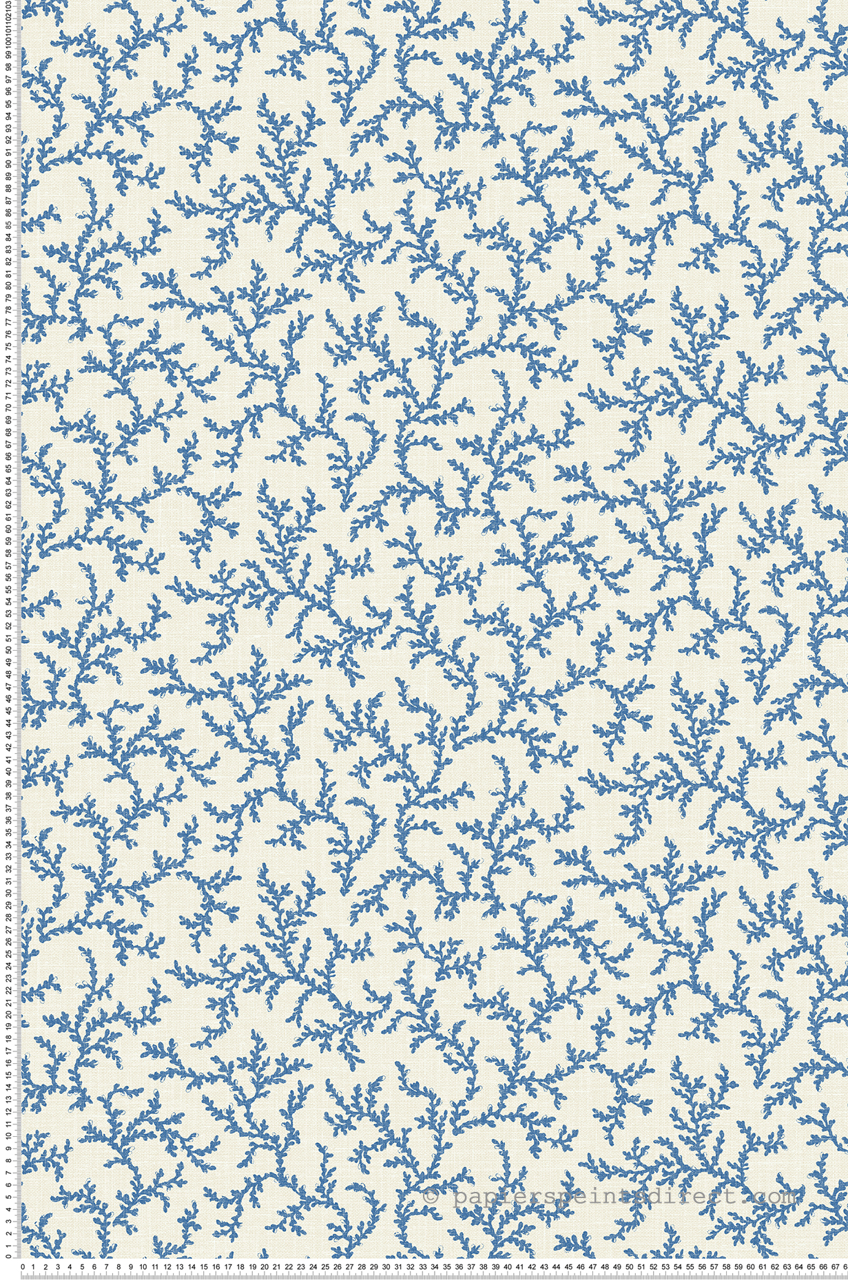 Papier peint Corail Branche bleu écru - French Country d'Initiales | Réf. INI-FC62102