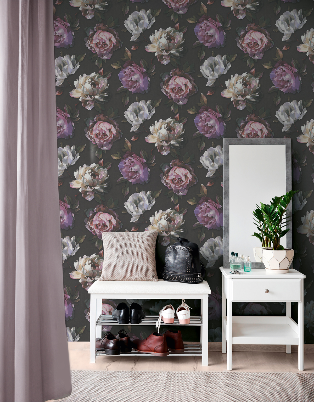 Papier peint Grosses Pivoines charbon violet - Pintwalls 2 d'A.S. Création AMB2 | Réf. AS-396091